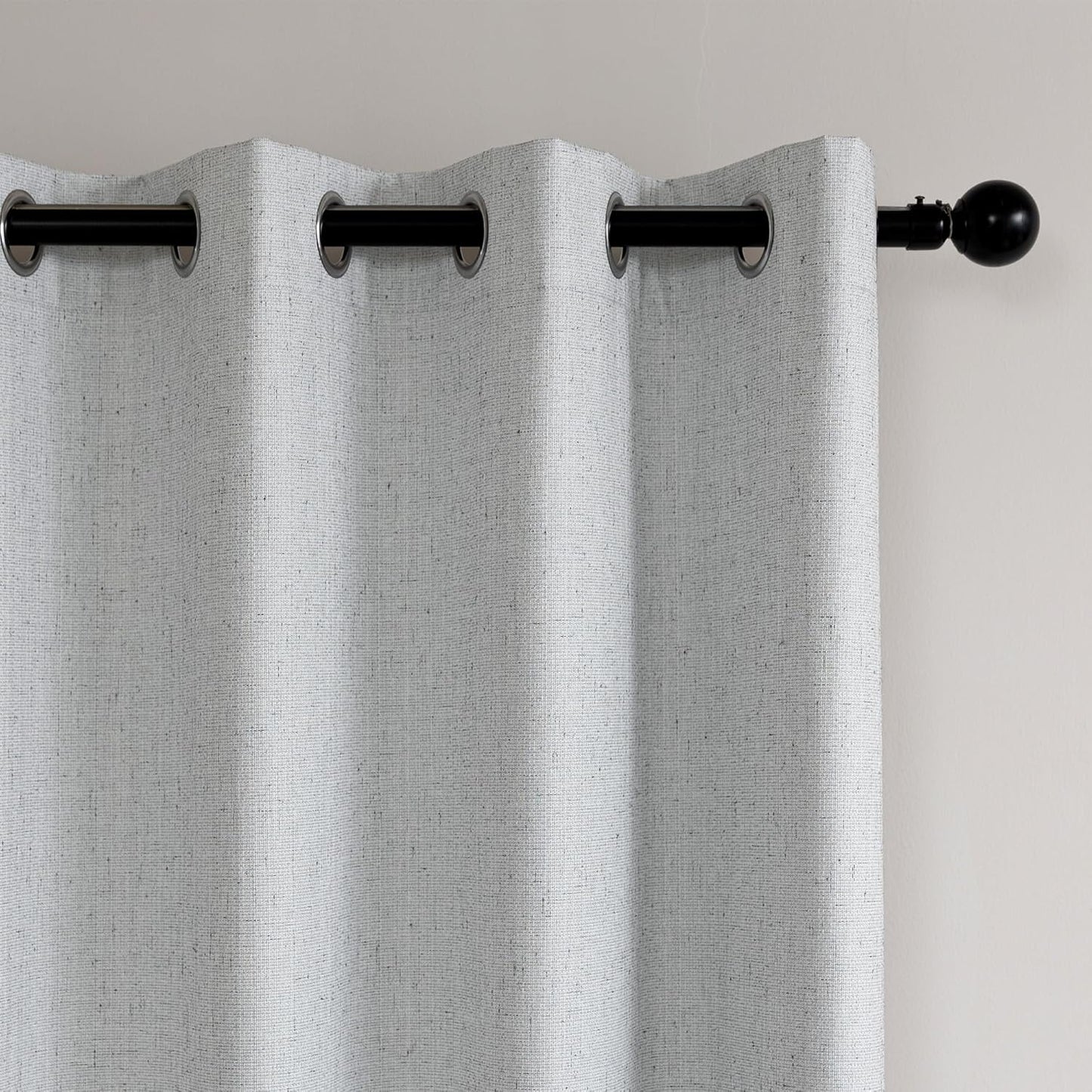 Amazon Basics Faux Linen Blackout Curtains for Bedroom and Living Room, 2-Piece Set with Grommets, 52" W x 72" L, White