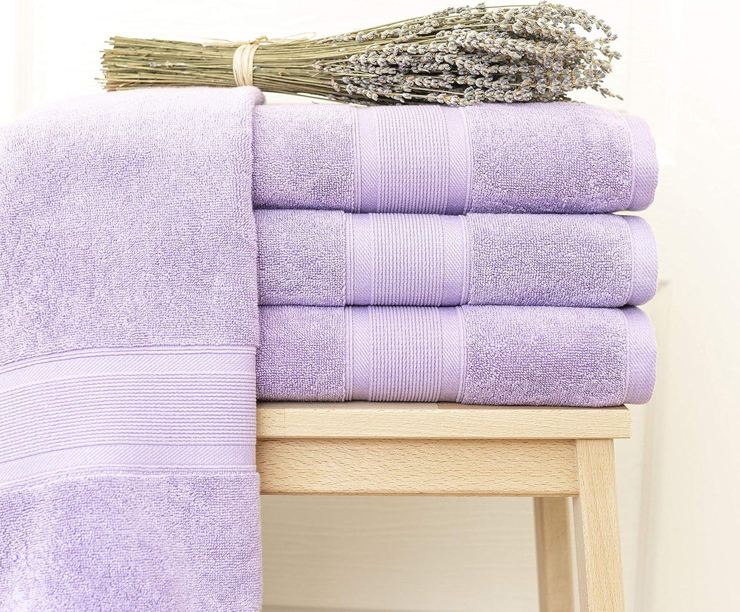 Luzia 8 Piece Bathroom Towel Set - 100% Turkish Cotton, Premium Quality - 2 Bath Towels 2 Hand Towels and 4 Washcloths (Lavender/Purple)
