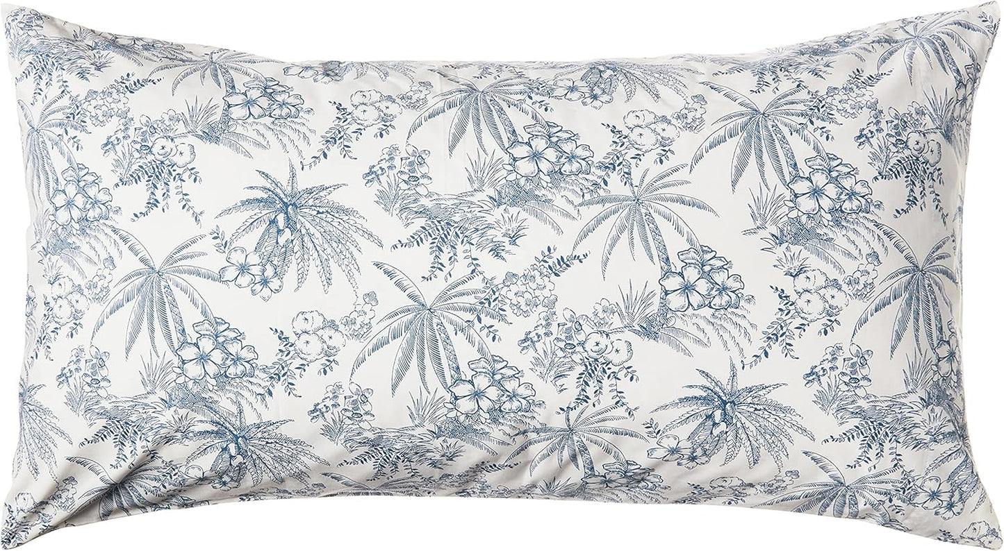 Tommy Bahama - King Size Sheets Set, Crisp & Tailored Cooling Sheets with a Smooth Cotton Percale Lightweight Feel - Bed Sheets with Matching Pillowcases & Fitted Sheet (Pen and Ink Palm Blue)