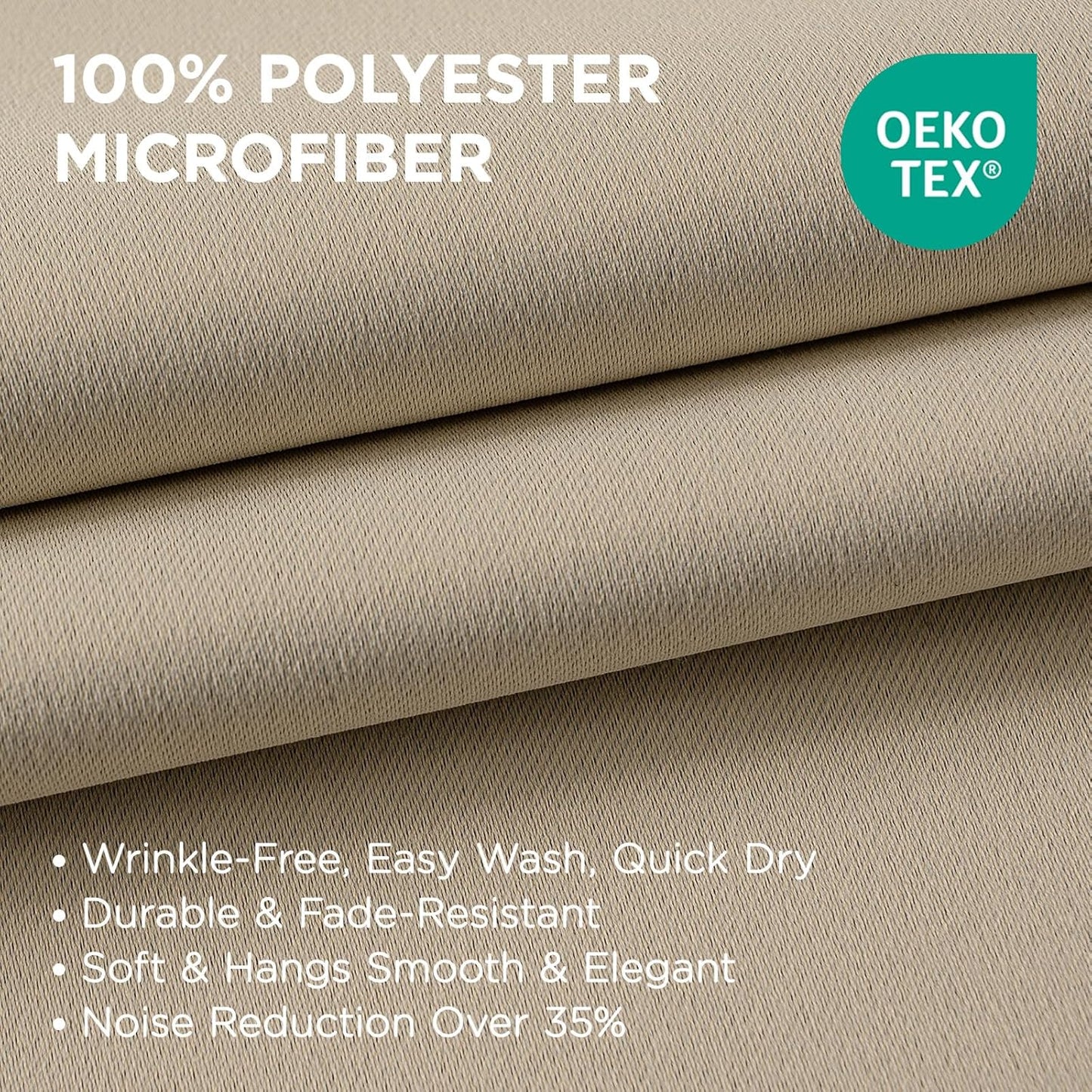 Joydeco Blackout Curtains 108 Inches Long 1 Panel, Thermal Insulated Long Curtains& Drapes 1 Piece, Room Darkening Grommet Drapes for Living Room Bedroom Window (W70 x L108 Inch, Light Beige)