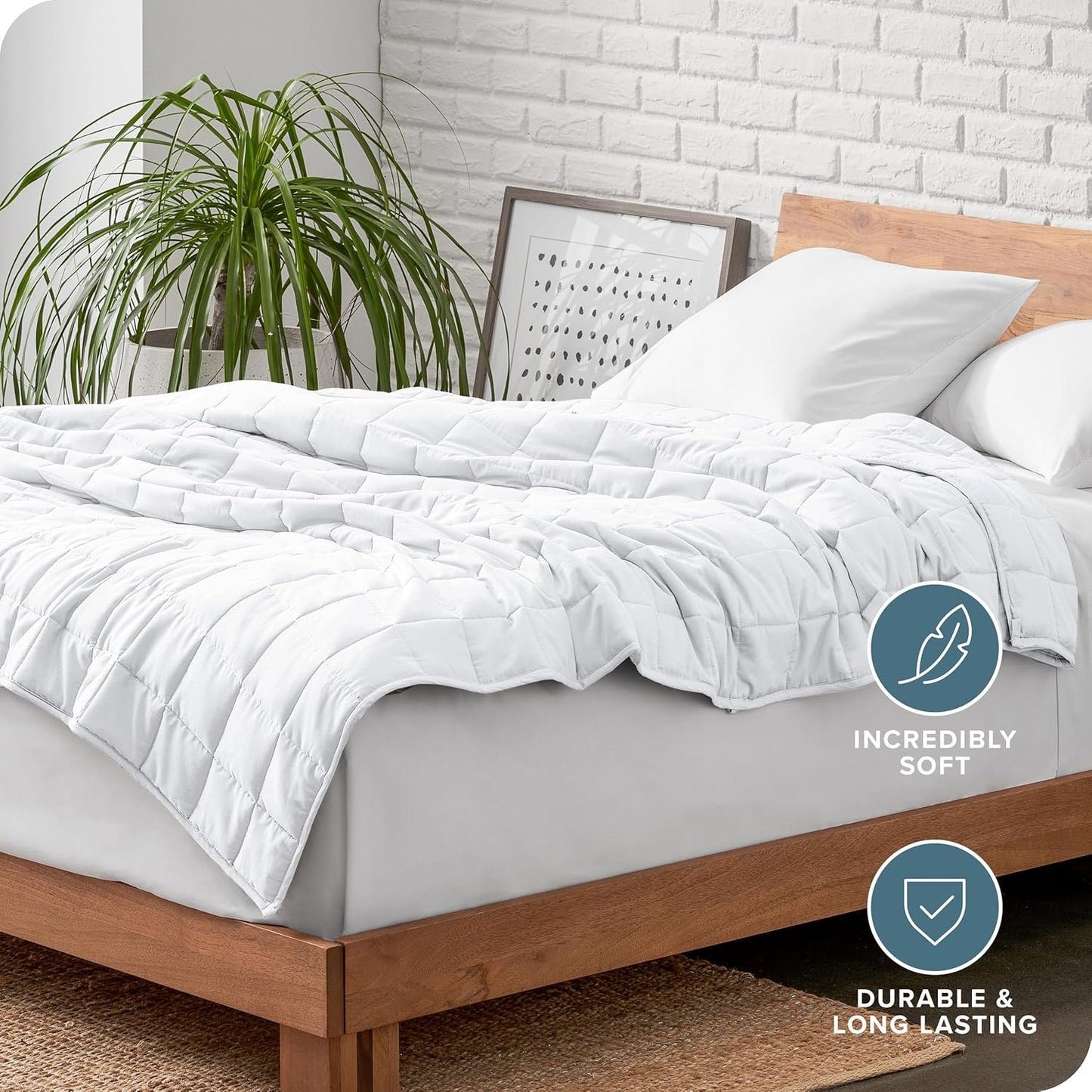 Bare Home Weighted Blanket King Size 25lb (80" x 87") for Adults - All-Natural 100% Cotton - Premium Heavy Blanket Nontoxic Glass Beads (White, 80"x87")
