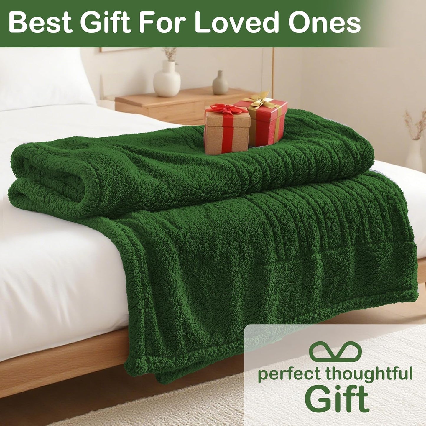 Electric Heated Blanket 6 Heating Settings & 10H Auto Off Full 72×84 Double Sided Plush Sherpa Ultra-Soft Warm Thick, Machine Washable, Fast Heating, Home Office, Green