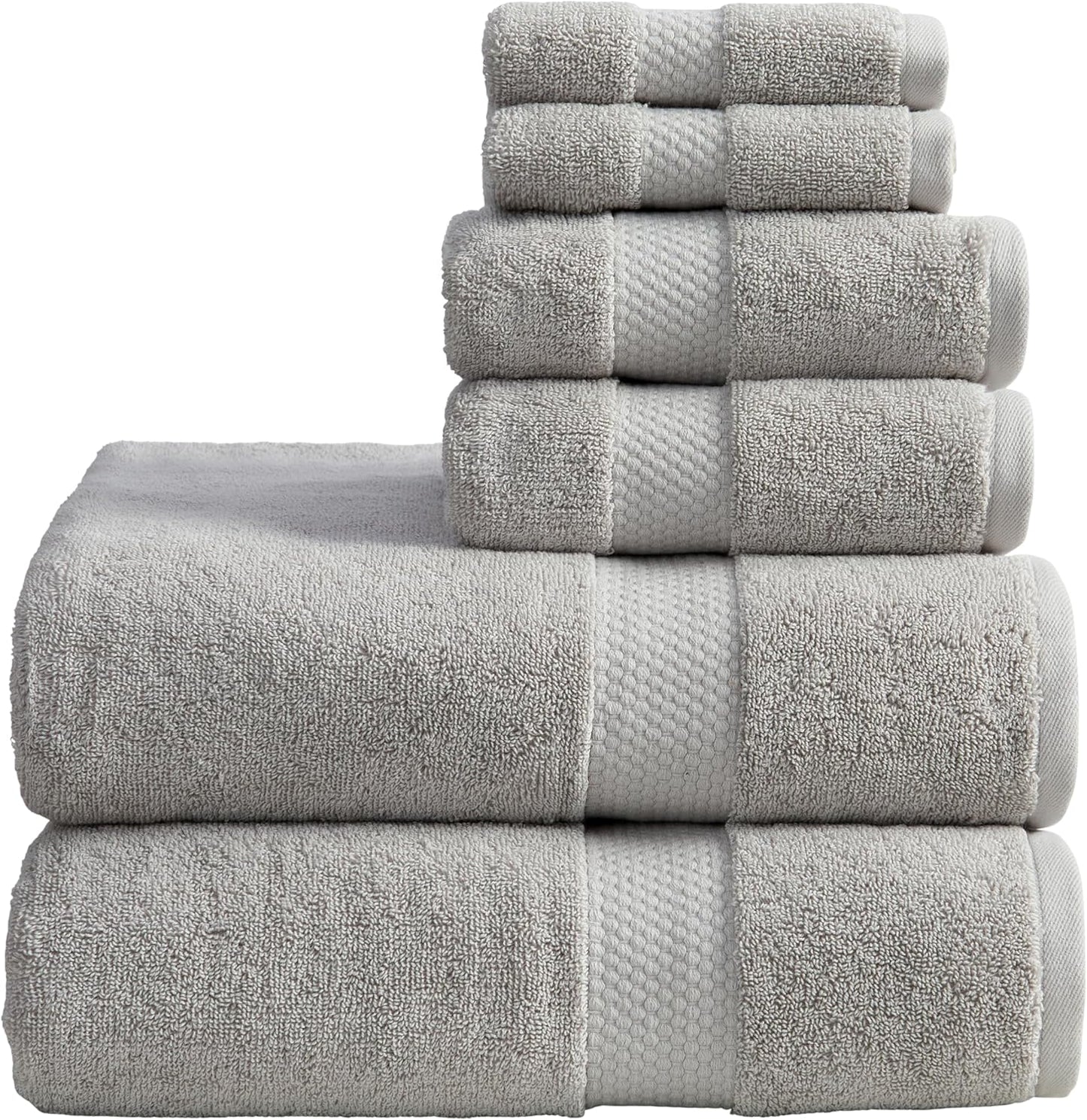 Springtree Home Grey Bath Towels Set of 6 | Classic Hotel Bath Towels | 100% Combed Cotton | Absorbent Quick-Dry Gray Towels for Bathroom | Oeko-TEX® Standard 100 Cotton | Cynewski Collection - Grey