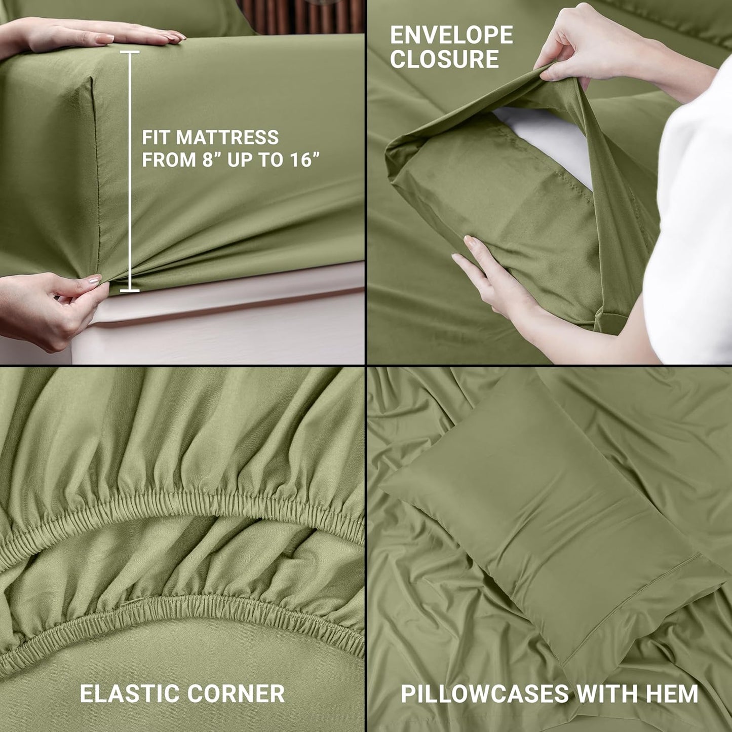 Utopia Bedding Twin Bed Sheets Set - 3 Piece Bedding - Brushed Microfiber - Shrinkage and Fade Resistant - Easy Care (Twin, Olive)