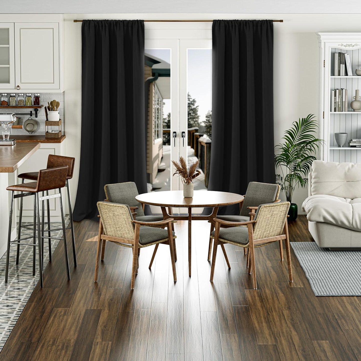 BGment Black Blackout Curtains for Living Room 95 Inch Long, Extra Long Thermal Insulated 100% Room Darkening Soundproof Energy Saving Rod Pocket Window Curtains, 2 Panels, Each Panel 52 Inch Wide