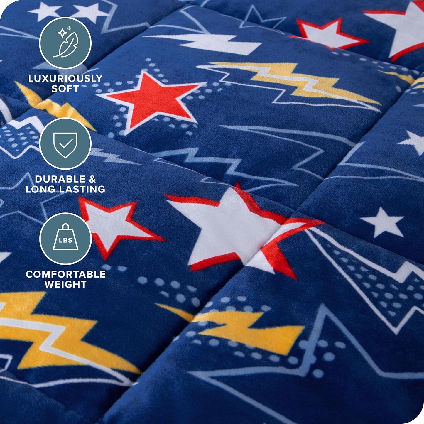 Bare Home Weighted Blanket Twin or Full Size 10lb (40" x 60") - Minky Fleece - Premium Heavy Blanket Nontoxic Glass Beads (Superhero, 40"x60")
