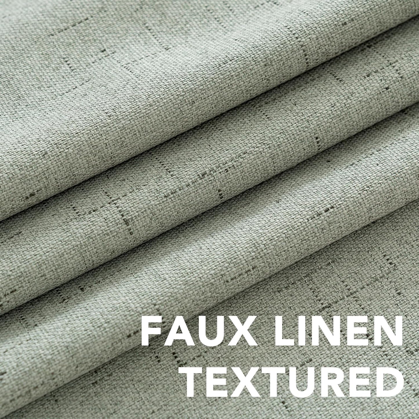 H.VERSAILTEX Primitive Linen Curtains 100% Blackout Curtain Drapes Burlap Fabric Curtains with White Thermal Insulated Liner, Grommet Top Drapes Living Room/Bedroom (2 Panels, 42 x 45 Inch, Sage)