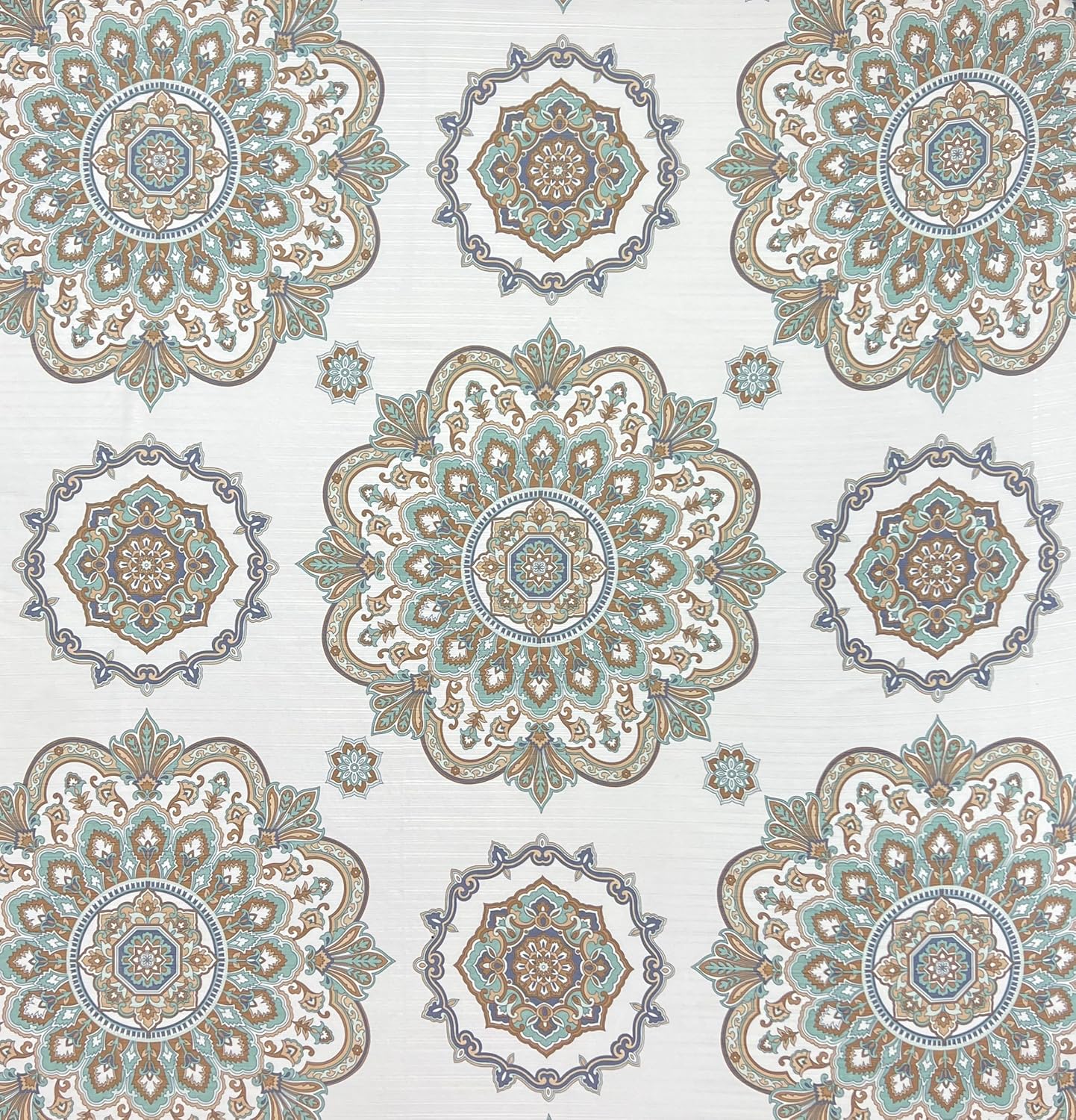 Serafina Home Hotel Quality Fabric Bathroom Shower Curtain: Floral Damask - Blue, Green, Brown, Taupe and Creme (72 x 70 inches)