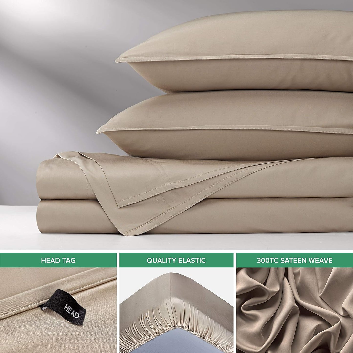 Split King Sheets by Pure Bamboo, Genuine 100% Organic Viscose Derived from Bamboo Bed Sheet Set, Soft & Cooling, Double Stitching *Not for Split Top (Split King, Sand)