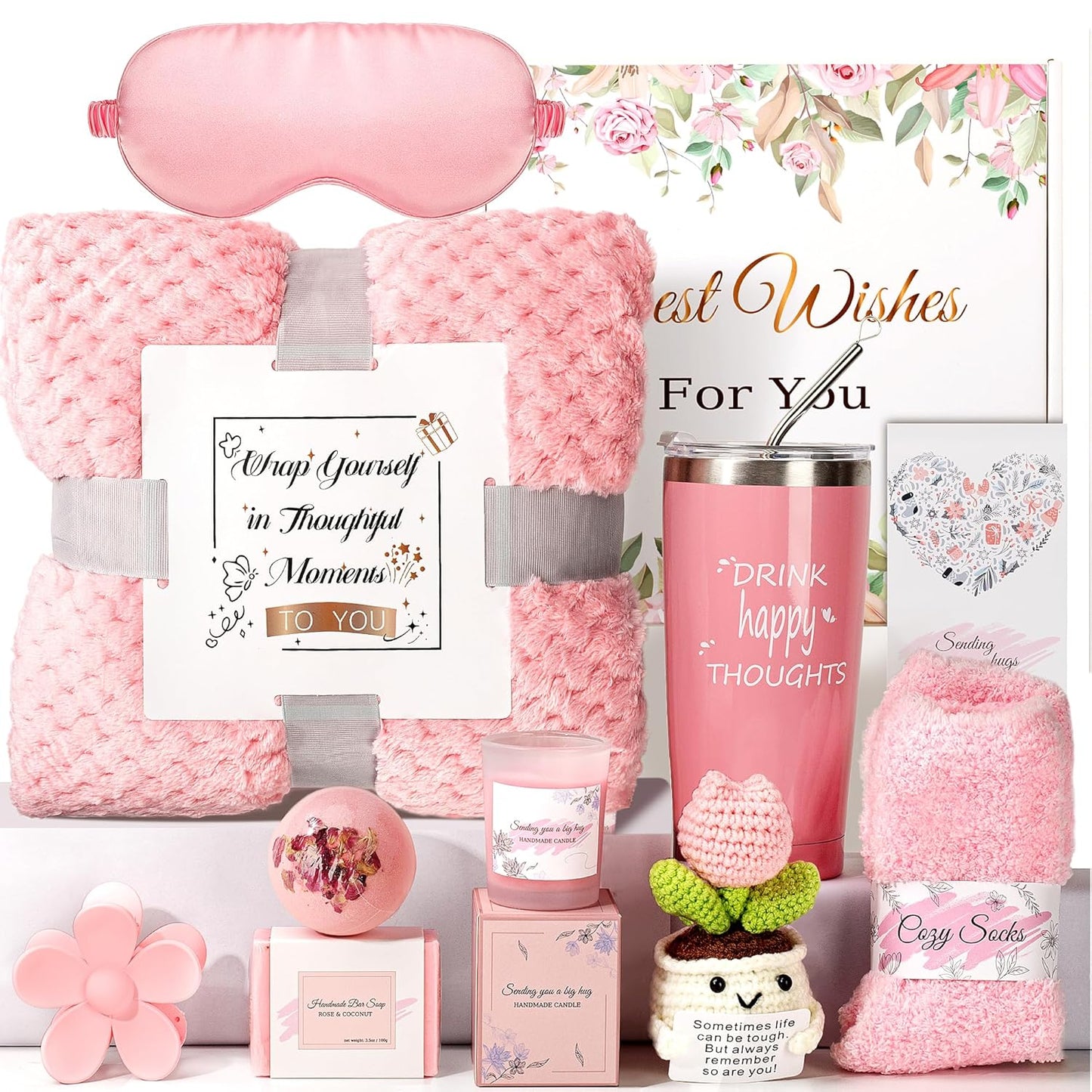 Gift Baskets for Women, Self-Care Get Well Soon Gifts Birthday Gift box for Women,Spa Unique Box Feel Better Care Package, Thinking of You Christmas Gifts for Mom, Wife, Sister, Grandma Friends