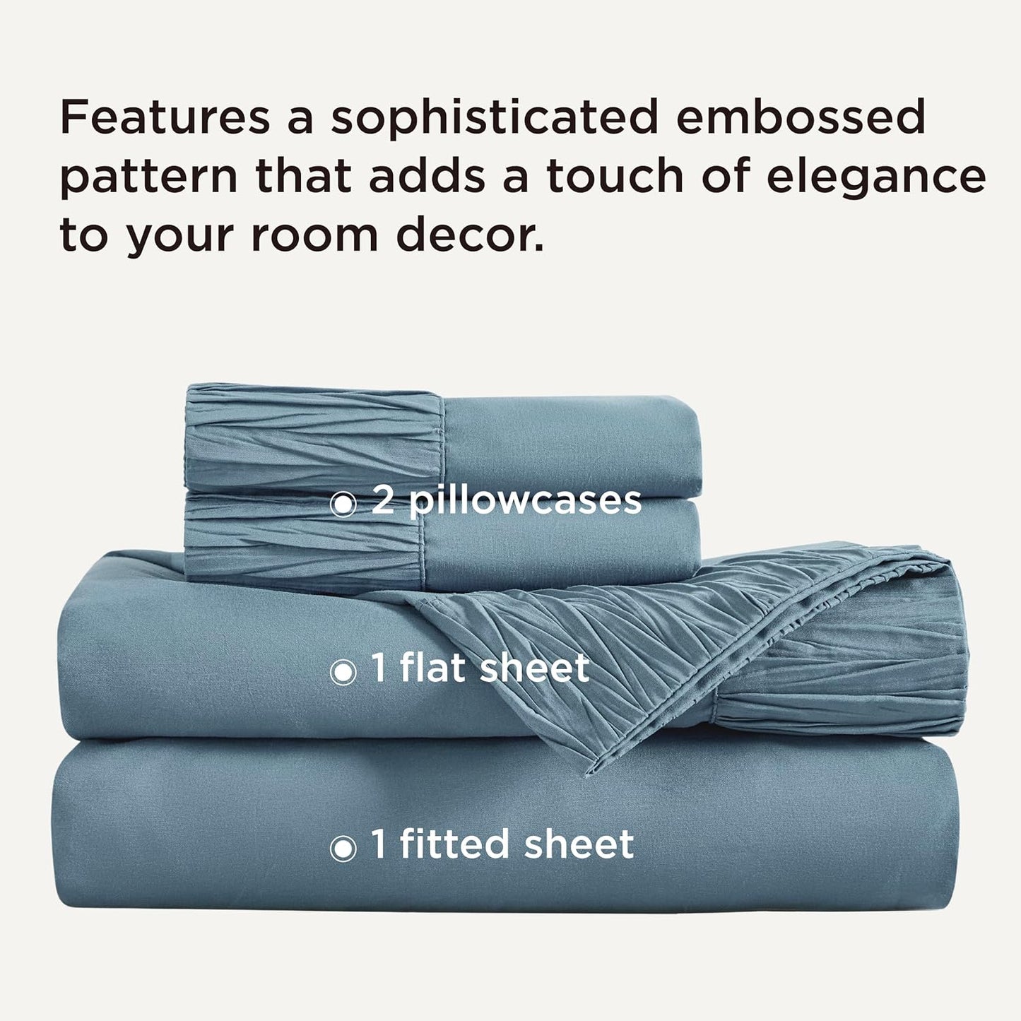 Bedsure Full Size Bed Sheets - 4 Pieces Soft Full Sheet Set - Breathable & Cooling - Hotel Luxury - Easy Care Polyester Microfiber Bedding for Women, Men, Mineral Blue