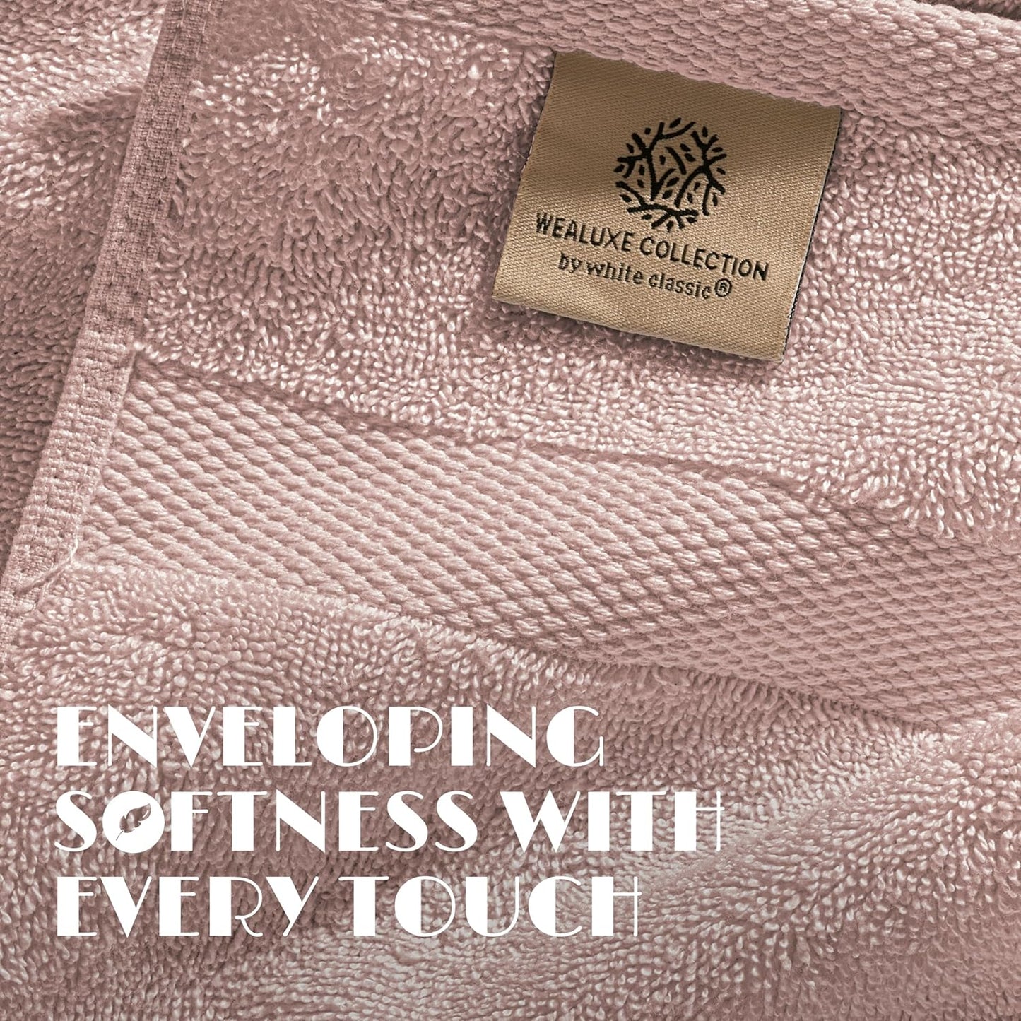 White Classic Pink Hand Towels for Bathroom [12 Pack] Cotton Hand Towel Bulk for Gym, Kitchen and Spa, 16x27 Inches Soft Highly Absorbent Quick Dry Terry Salon Towels