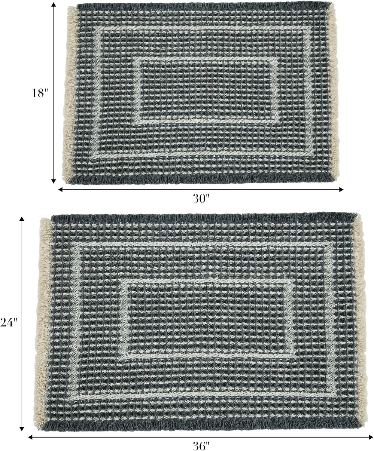 Bath Mats,Upgraded Waffle Super Absorbent Bath Mat,Bathroom Rugs Non Slip Washable, Quick Dry Shower Mats, Ultra Soft Bath Mats for Bath Floor,Bluish Grey & Yellow,24"*36"