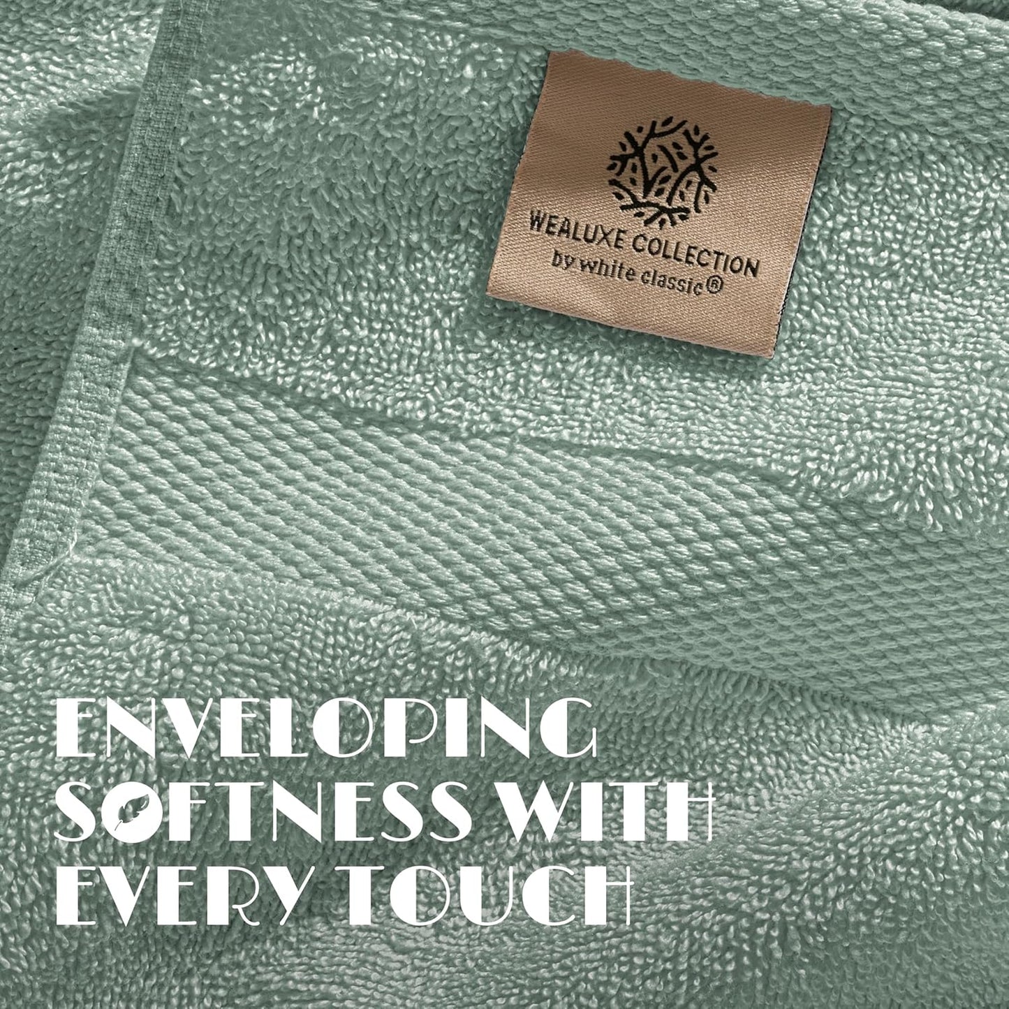 White Classic Luxury Soft Bath Sheet Towels - 650 GSM Cotton Luxury Towels Extra Large 35x70 | Highly Absorbent and Quick Dry | Hotel Quality, Green, 2 Pack