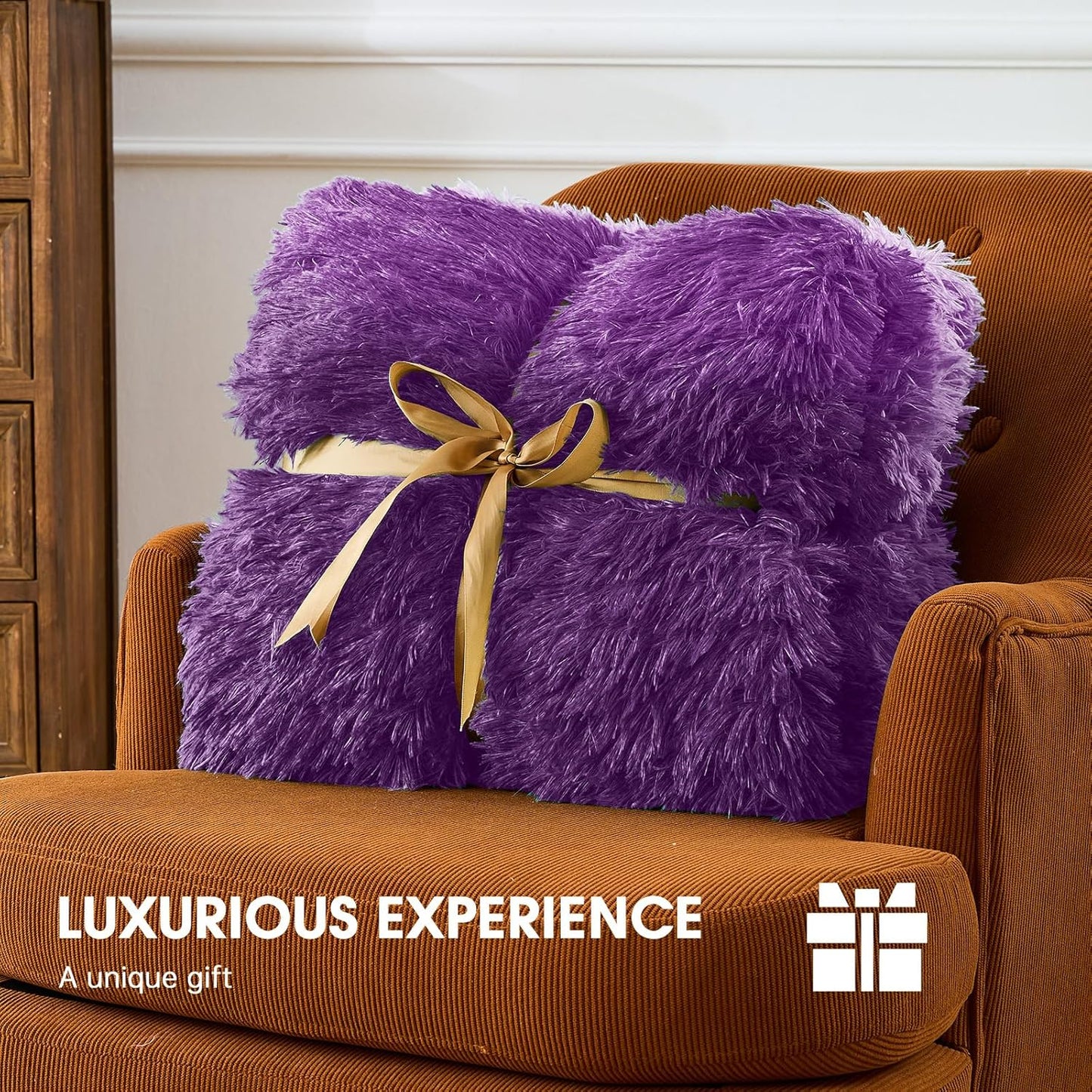 Heated Electric Blanket Queen,Warm Winter Birthday Gifts for Women Her Grandma–Faux Fur with Soft Sherpa,10 Heat Settings,5 Time Settings with Fast Heating, 84x90, Mystic Purple