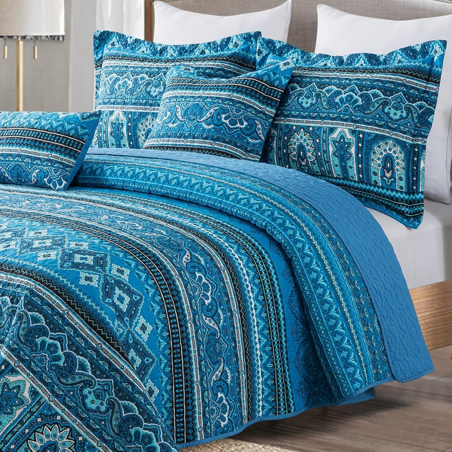 BEDIFANY Cotton California King Size Quilt Sets, Lightweight Overiszed King Bedspread Soft Quilted Reversible Boho Coverlets Set for Bed Decorations for All Seasons, 3 Pieces