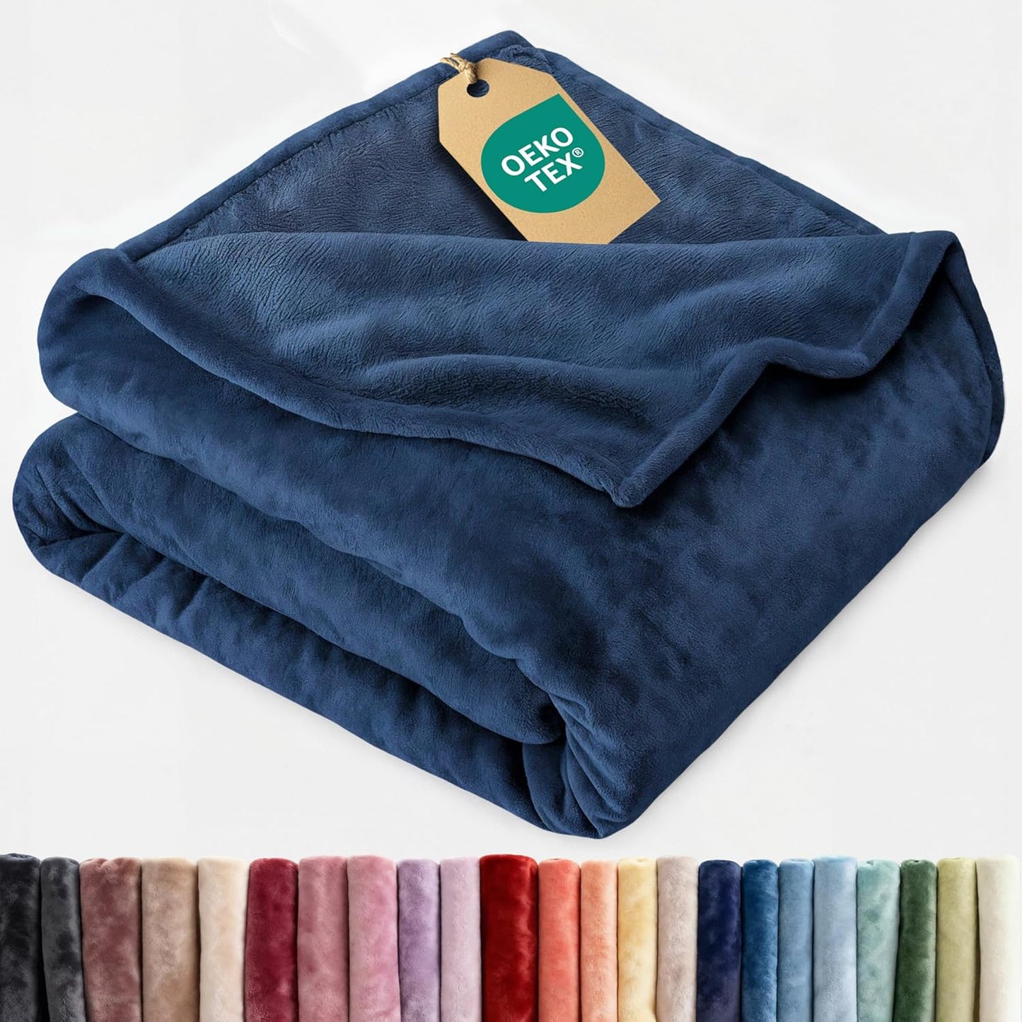 Ultra Soft Fleece Blanket Twin Size - Flannel Fleece Luxury Twin Blanket - Lightweight for Couch Bed Chair - Thick, Warm and Breathable - All Season Cozy Fuzzy, Anti-Static Microplush Bedding, Navy