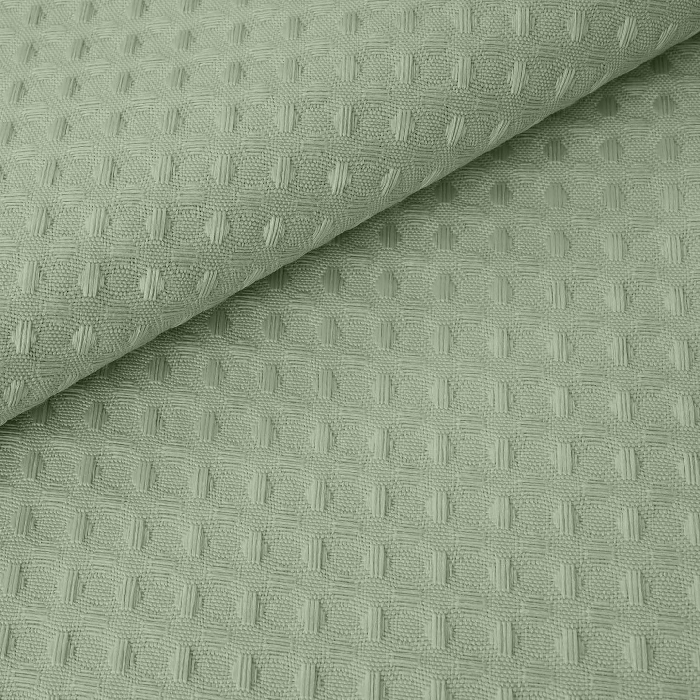 River Dream Green Heavyweight No Hooks Required Shower Curtain with Snap in Liner - Dotted Waffle Weave,Hotel Grade,Spa Like Bath Curtain,71W x 74H