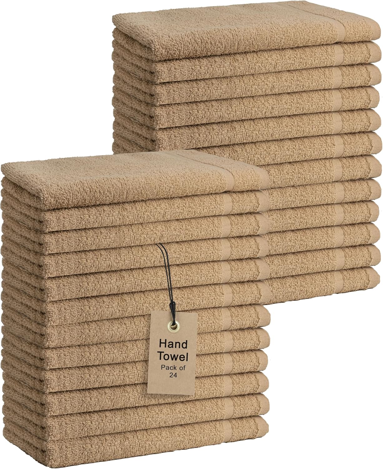 Basic Hand Towels 16x26 Inches – Pack of 24 – Beige Color – Soft and Absorbent Multipurpose Cotton Towels for Bathroom, Spa, Gym, Salon, Hotel, and Everyday Use