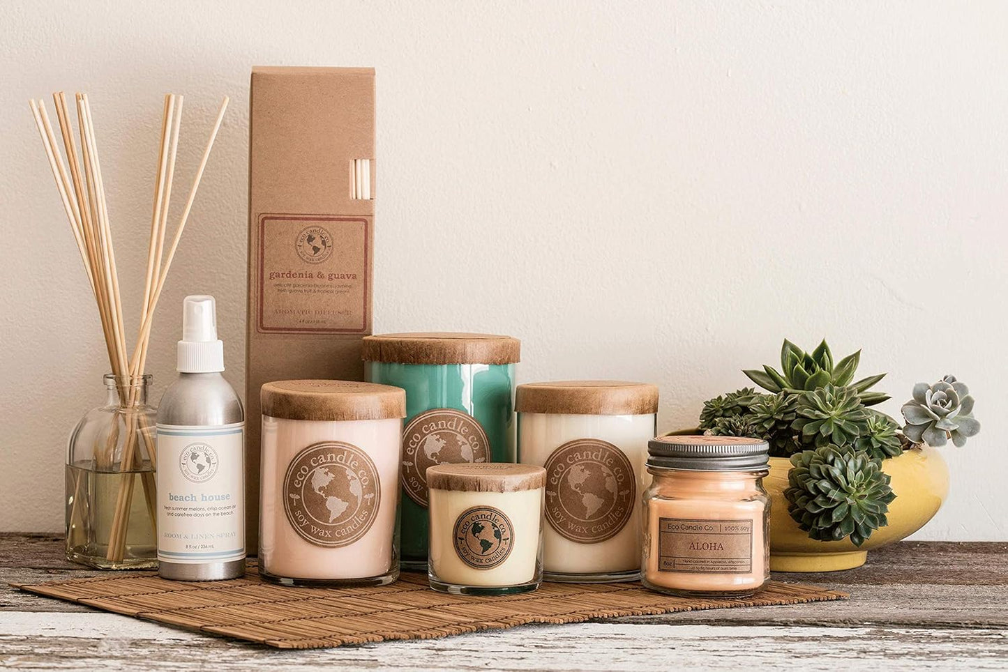 ECO CANDLE CO. Room & Linen Spray, Seagrass, 8 oz. - Scents Of Coconut, Jasmine, Eucalyptus, Vetiver, Driftwood, & Seaweed - Recycled Aluminum Bottle, No Propellents, Pump Top, All Natural