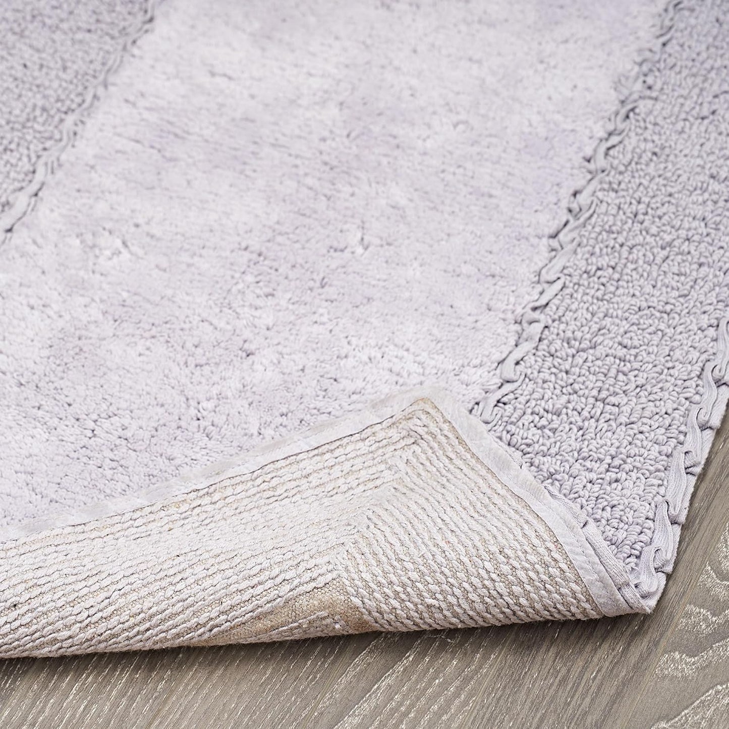 Laura Ashley Ruffle Border 100% Cotton Bath Rug Set, Purple, 17" x 24"/ 20" x 32"