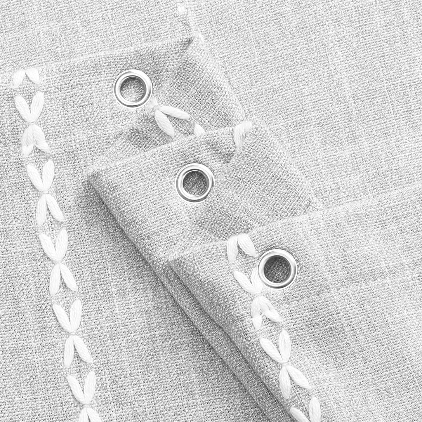 MitoVilla Boho Extra Long Shower Curtain 72 x 96, LightGrey Modern Farmhouse 96 inch XL Polyester Linen Texture Tassel Fabric Shower Curtain Set with Hooks for Cottagecore Country Bathroom Decor