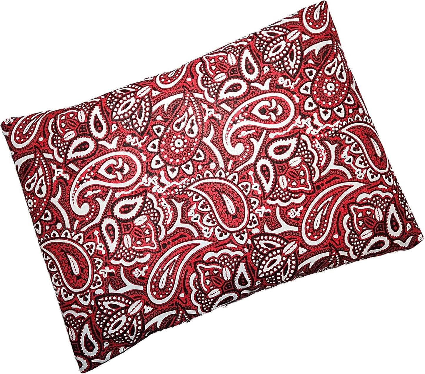 Microwavable Corn Filled Heating Pad and Cold Pack/Washable 100% Cotton Cover (Bandana - Shiny Red, 7.5in W x 11in L)