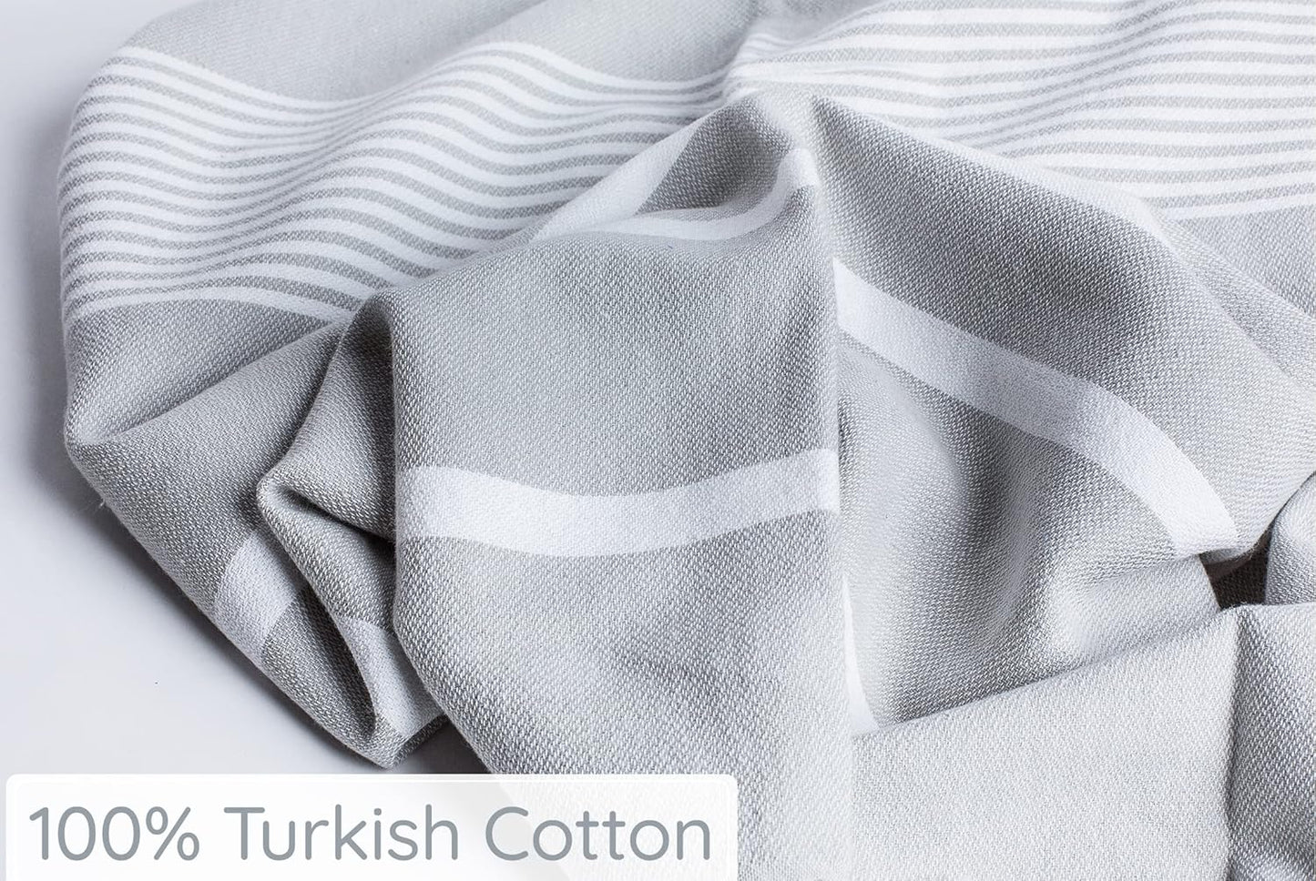Premium Turkish Beach Towel – 100% Cotton, Quick Dry, Sand Free, Oversized Beach Towels 35”x 67” – Ideal for Travel and Pool Towels – Silver Grey
