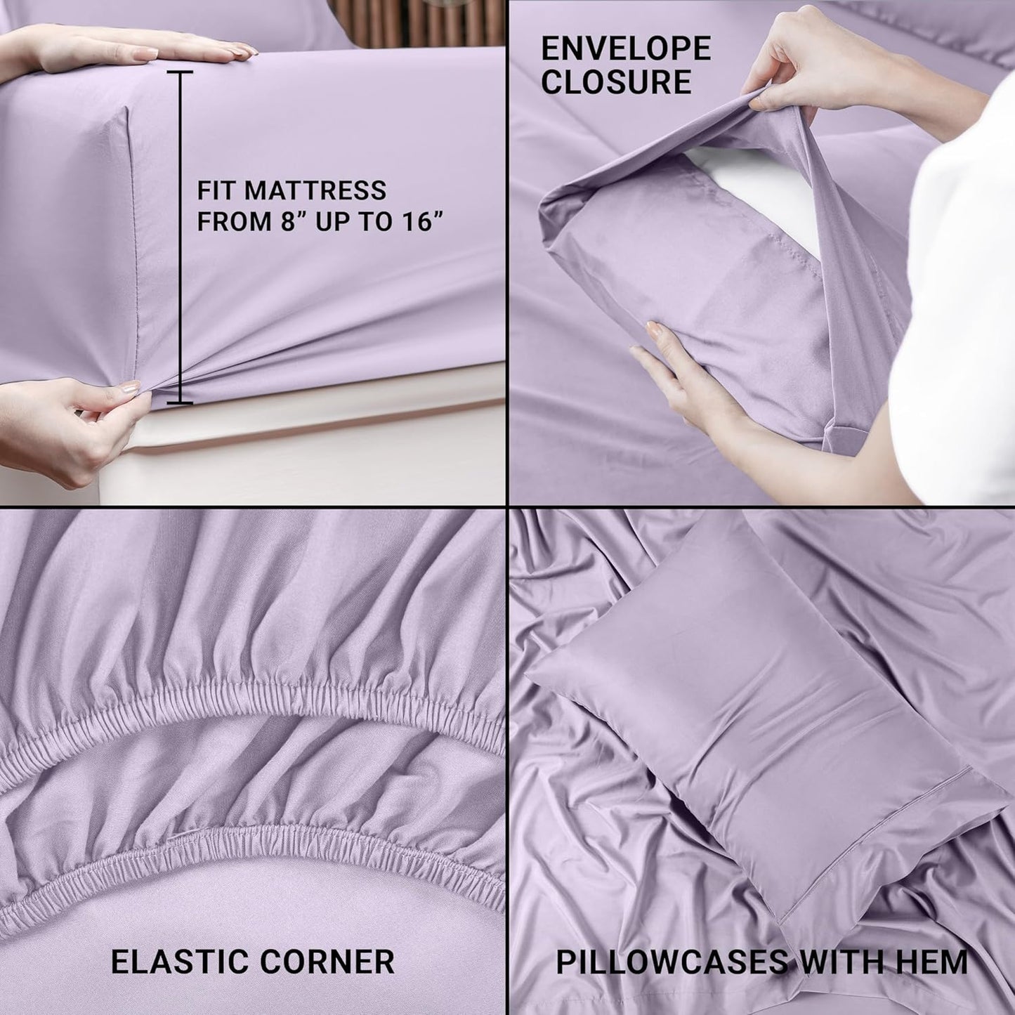 Utopia Bedding Twin XL Sheet Set – 3 Piece Bed Sheets for Twin XL Size Bed, Soft and Breathable Microfiber, Includes 1 Fitted Sheet, 1 Flat Sheet and 1 Pillowcase (Lavender)