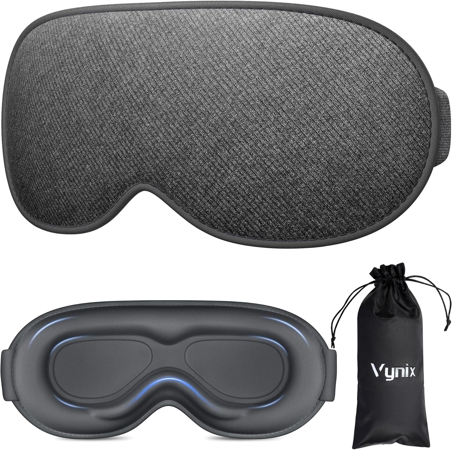Sleep Mask for Men Women - 100% Blackout Eye Masks for Sleep, Zero Pressure 3D Sleeping Mask, Adjustable Light Blocking Eye Cover Blindfold for Travel, Nap, Night Work, Office - Gray