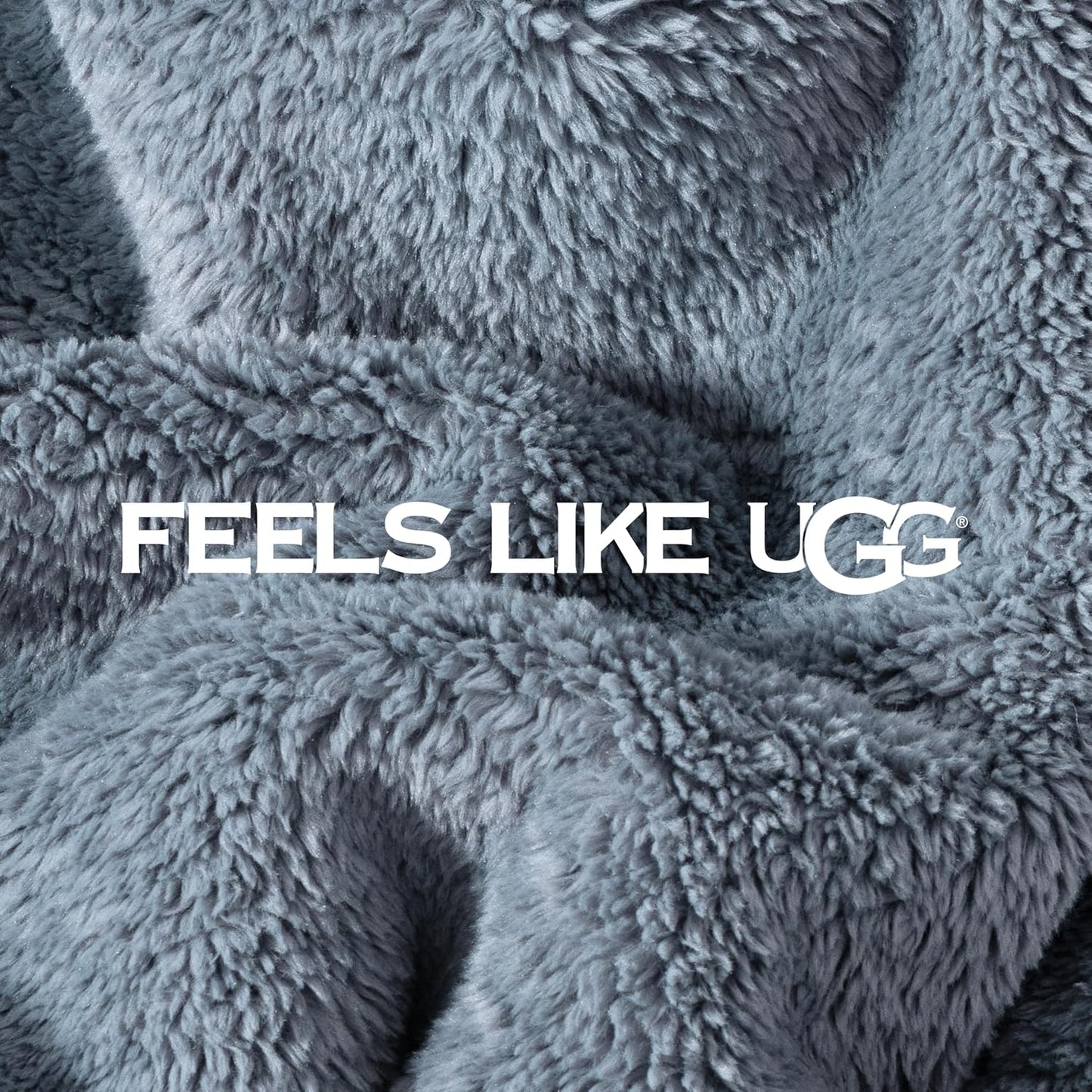 UGG Plush Twin Blanket, Soft Cozy Fleece Blanket for Bed, Luxury Fluffy Oversized Throw for Couch, Washable Hypoallergenic Dorm Essentials, 66" x 90", Denim Blue (Whitecap)