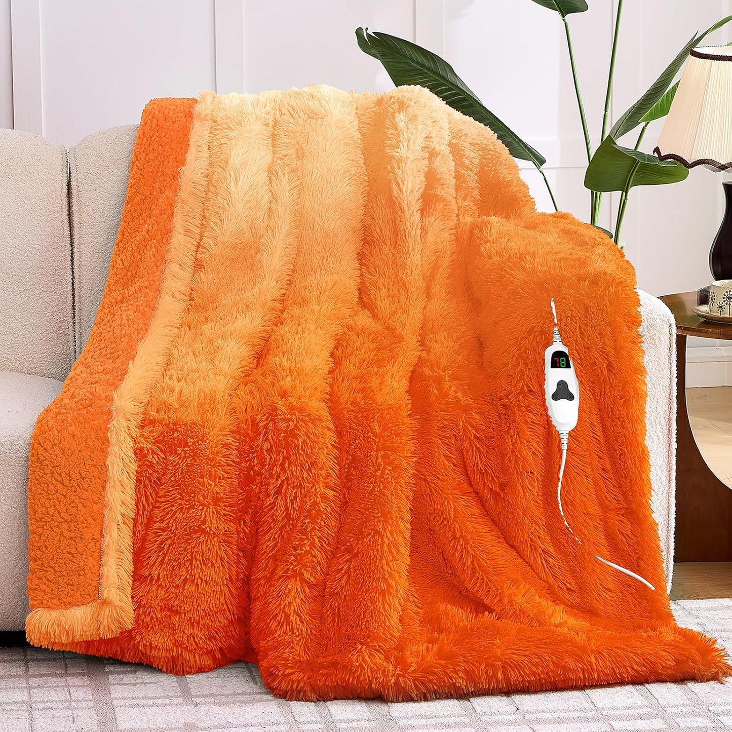 Heated Electric Blanket Twin–Faux Fur with Soft Thick Sherpa,Warm Winter Birthday Gifts for Women Grandma，10 Heat Settings,5 Time Settings with Fast Heating, 62x84, Cocoa Brown