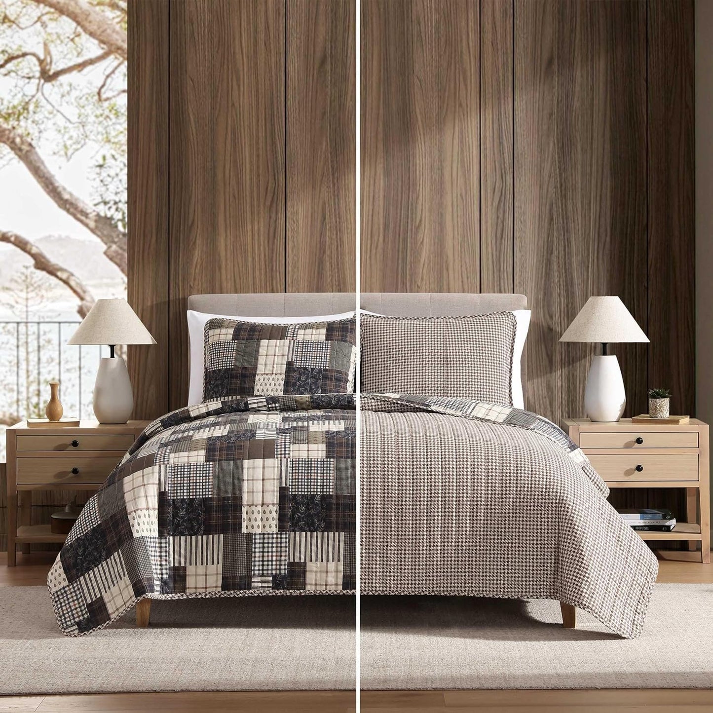Eddie Bauer - Twin Quilt Set, Naturally Soft Cotton Bedding w/a Lightweight Feel for All-Year Comfort, Reversible w/Matching Pillowcase, 2 Piece Bed Set (Antique Brown)