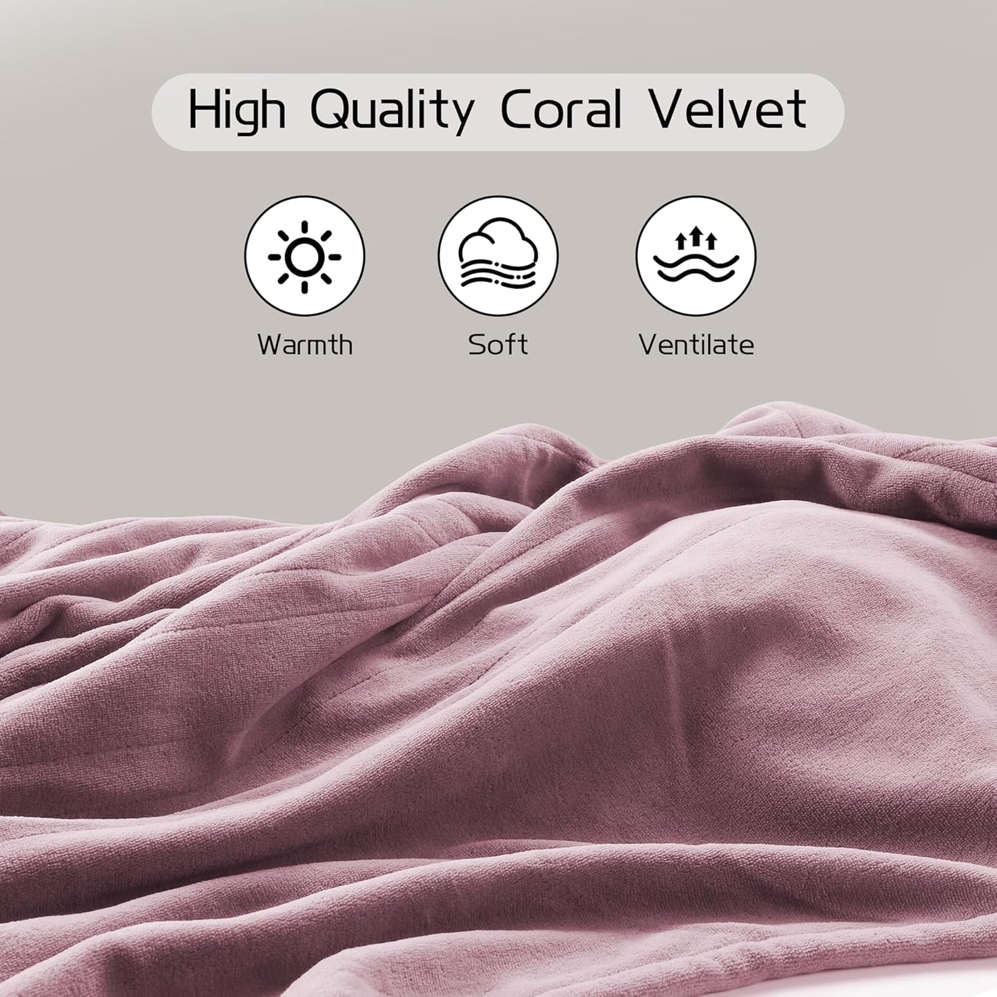 Electric Heated Blanket 50"x60" Throw Size, Soft Coral Fleece with 4 Heating Levels and 3 Hours Auto-Off, Machine Washable, Cozy Plush Fabric for Home, Purple