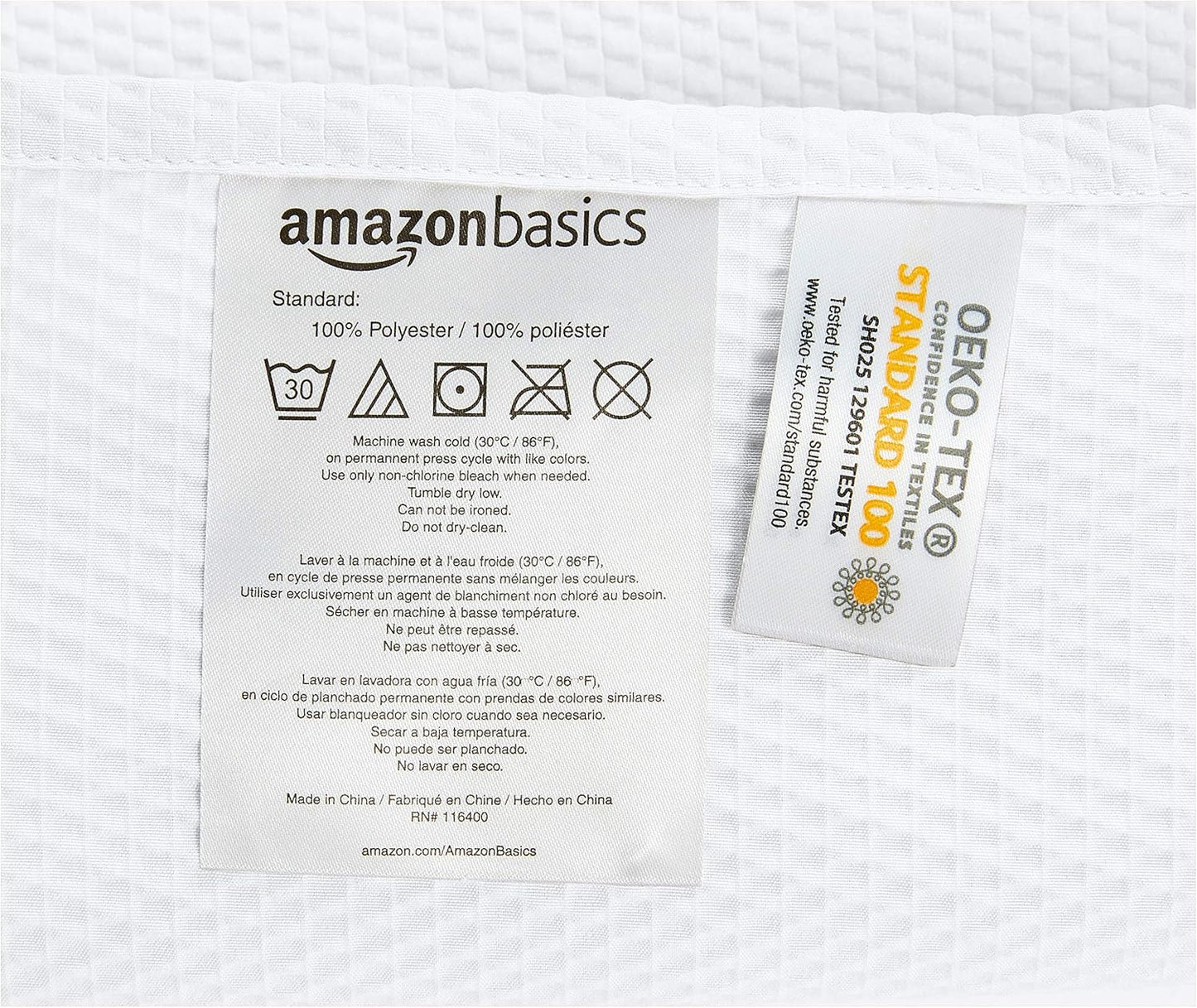 Amazon Basics Lightweight Super Soft Easy Care Microfiber Waffle Texture Shower Curtain , 72" x 72", White