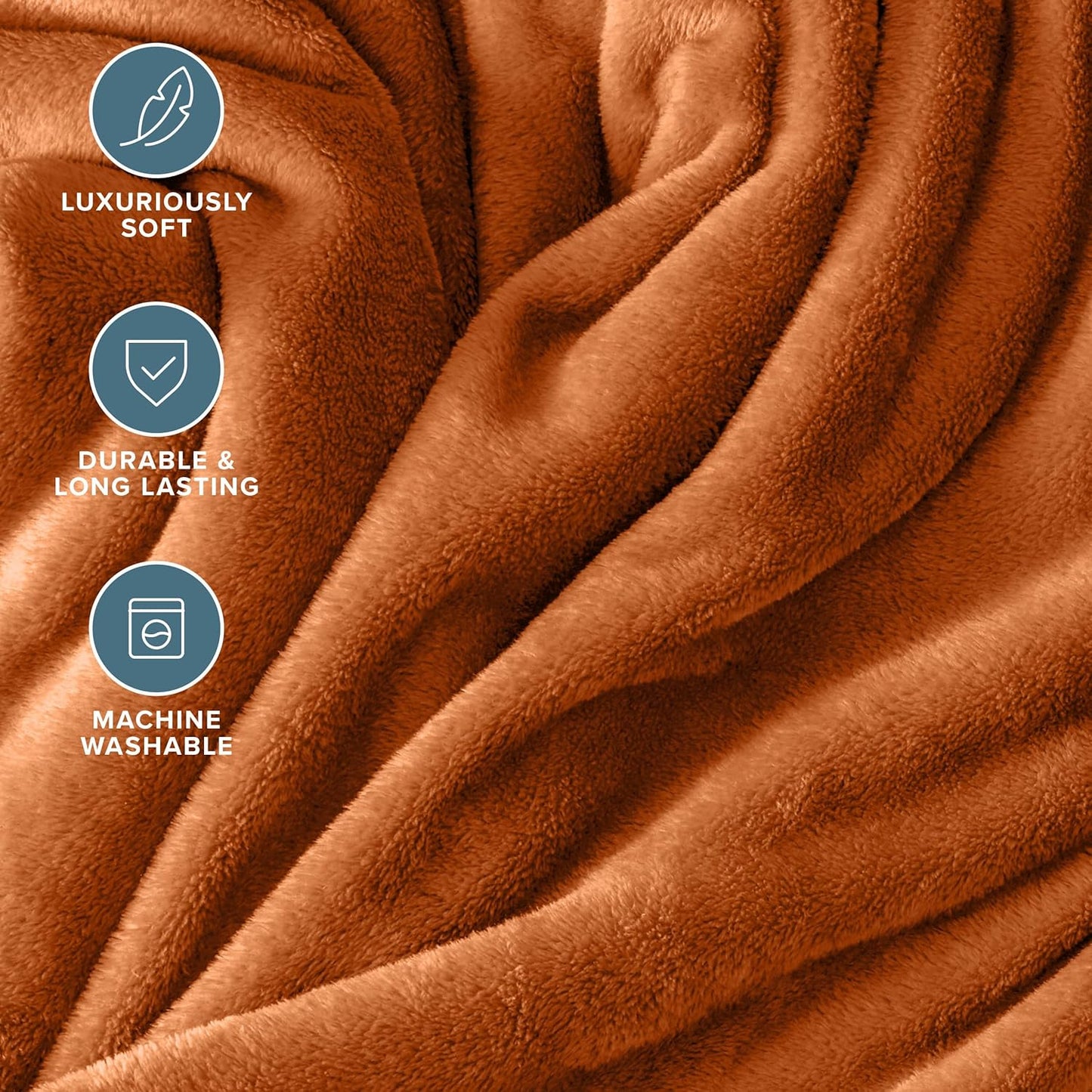 Bare Home Fleece Blanket - Throw/Travel - Ultra-Soft Lightweight for Bed, Sofa, and Couch - Luxury Microplush - Cozy Warm Blanket (Throw/Travel, Sienna)