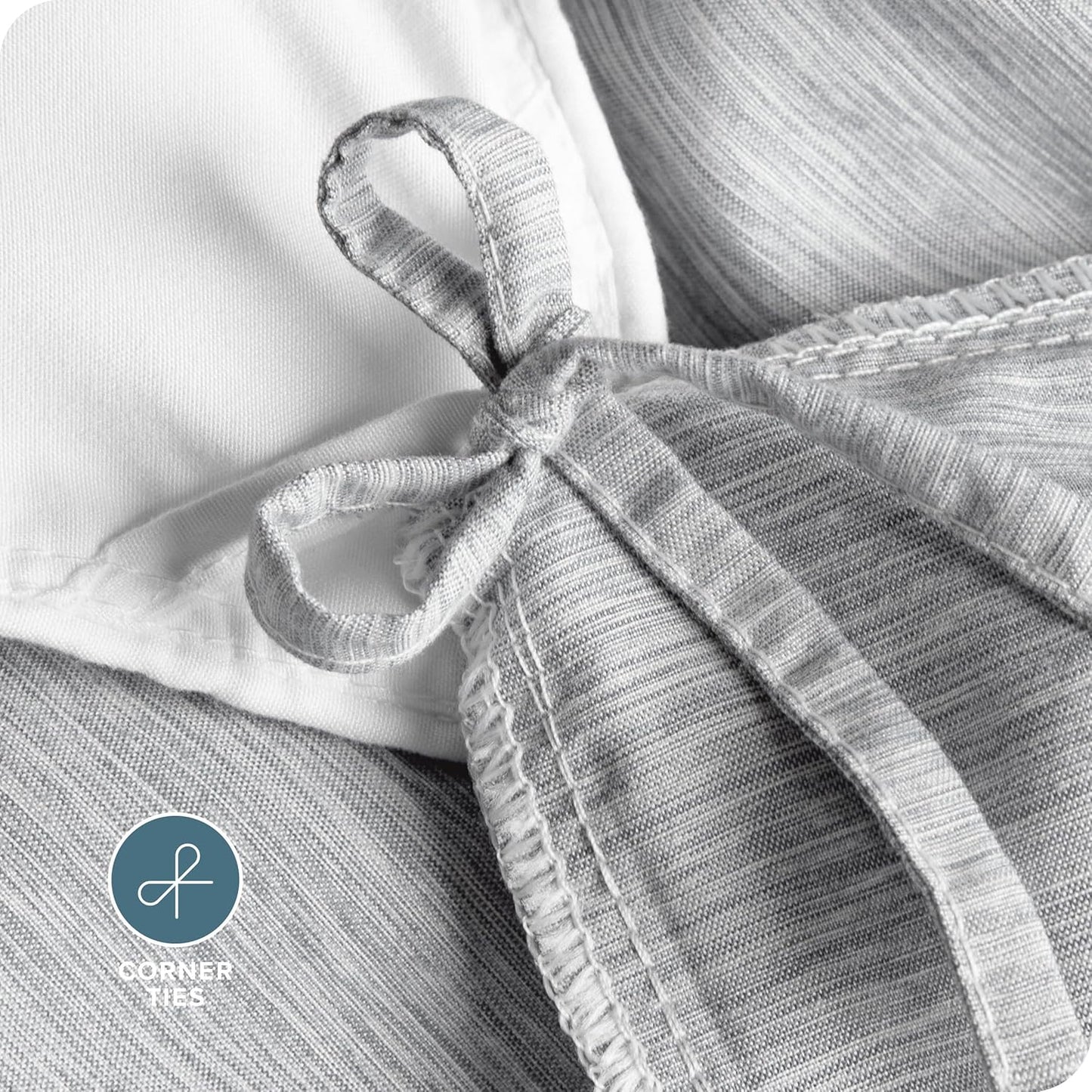 Bare Home Bedding Duvet Cover Oversized King Size - Premium 1800 Super SoftCollection - Lightweight, Duvet Cover - Soft Textured Bedding (Oversized King, Heathered Pewter)