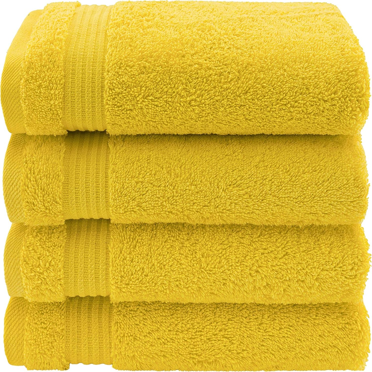 American Veteran Towel, Hand Towels for Bathroom Set of 4, 100% Cotton Turkish Hand Towel Sets, Soft Hand Face Towels, Yellow Hand Towels