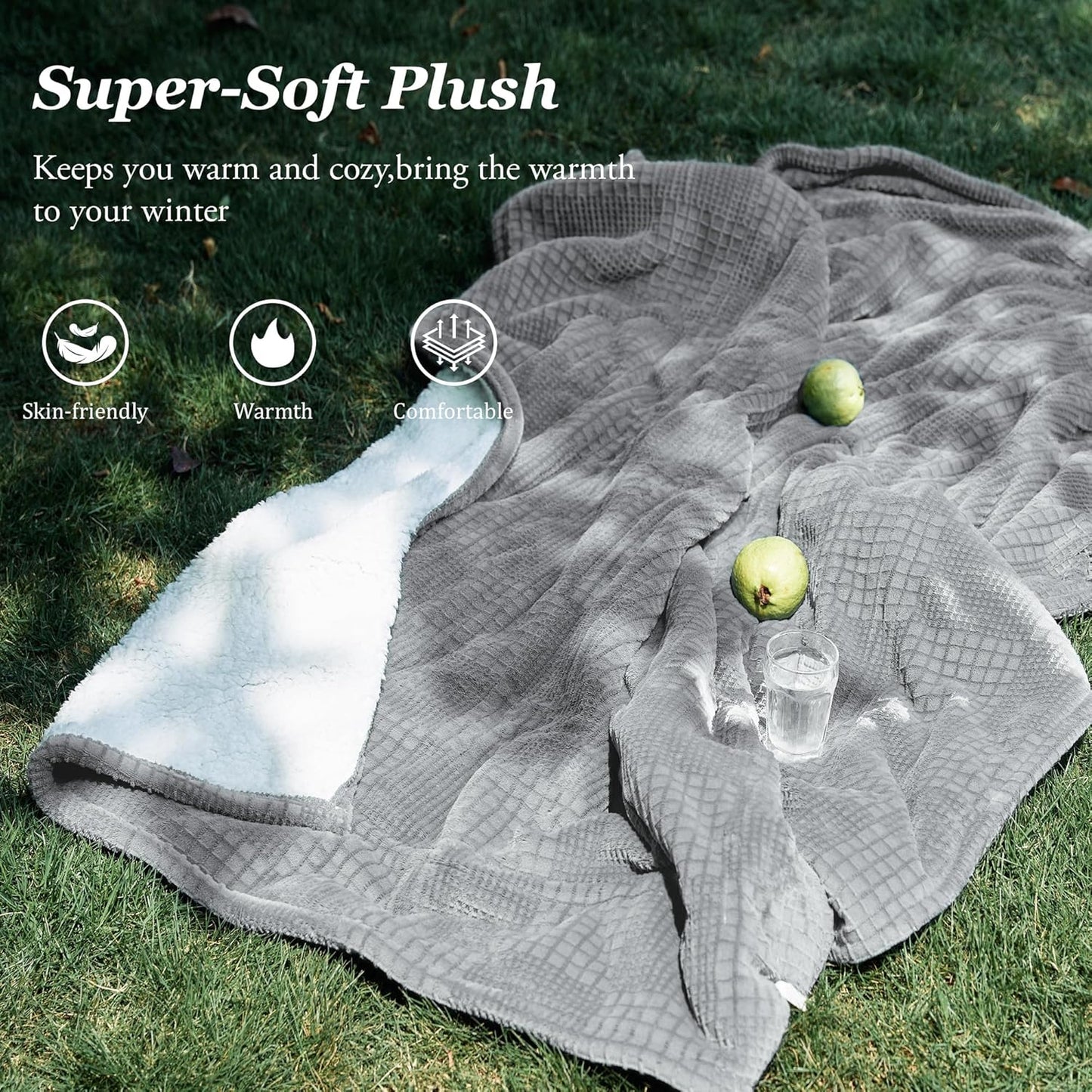 Heated Blanket Electric Blanket Throw 50''X60''-Heating Throw with 9 Heat Settings-2-10 Hours Auto Off,ETL Certified,Machine Washable (Grey)
