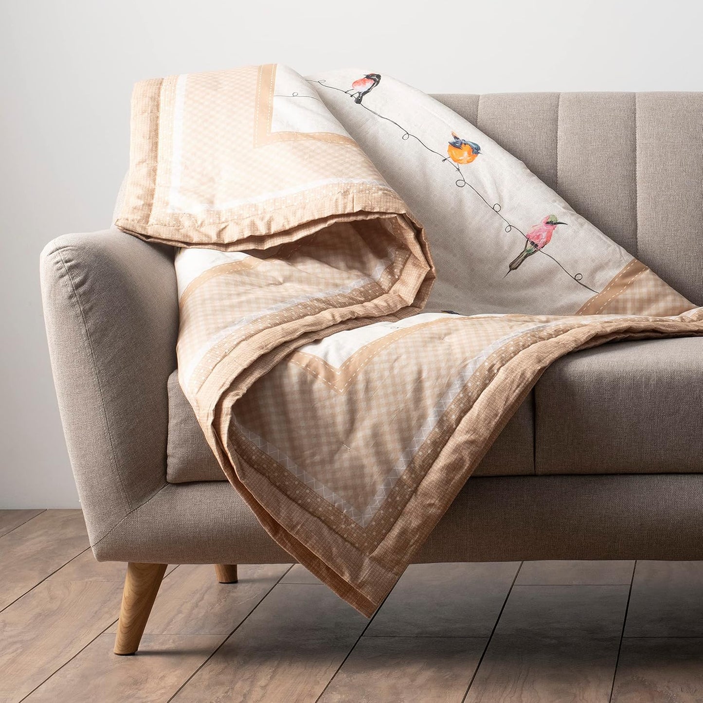 Maison d' Hermine Throw Blanket for Couch Lightweight Soft Warm Breathable Cotton Throw Blankets for Bed Girls Boys Women Men Gifts Sofa Travel Living Room Chair Bedding (50"x60", Birdies On Wire)