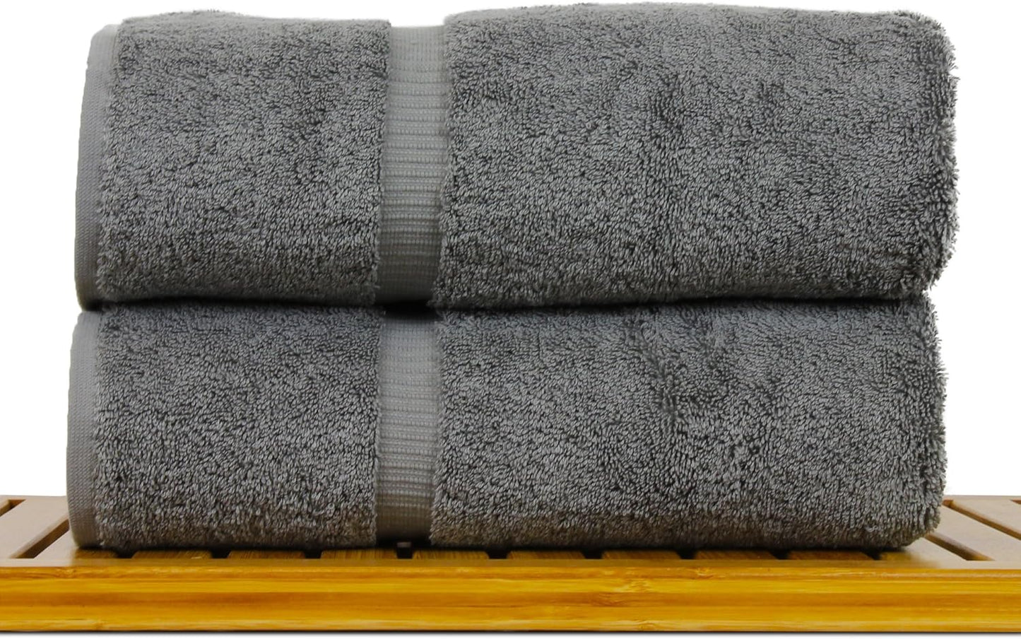 Luxury Hotel & Spa Ultra Soft Bath Towels 100% Turkish Cotton - Grey - Set of 2