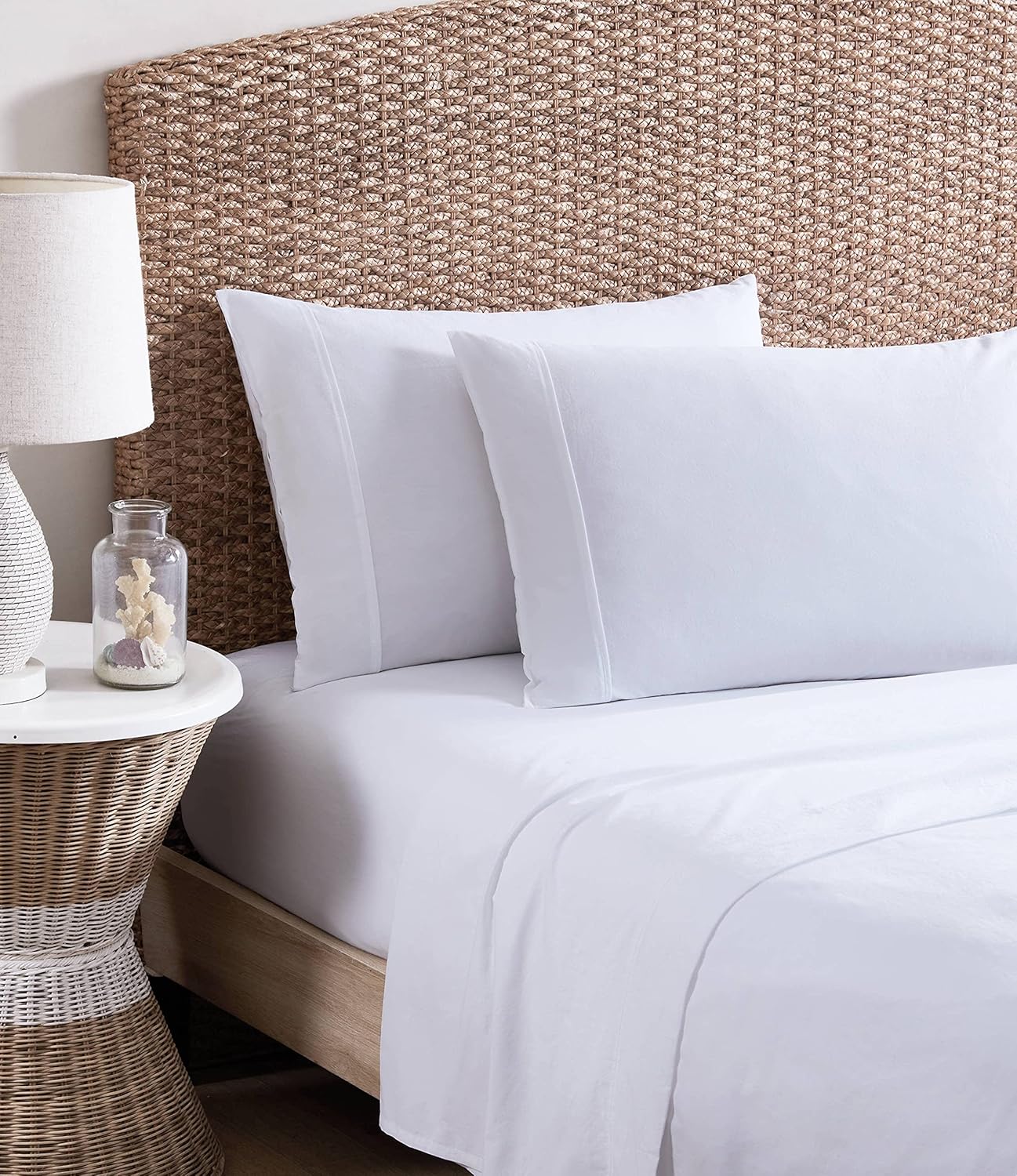 Tommy Bahama - Queen Sheets, Organic Cotton Bedding Set, Softens with Each Wash (TB T200 White, Queen)