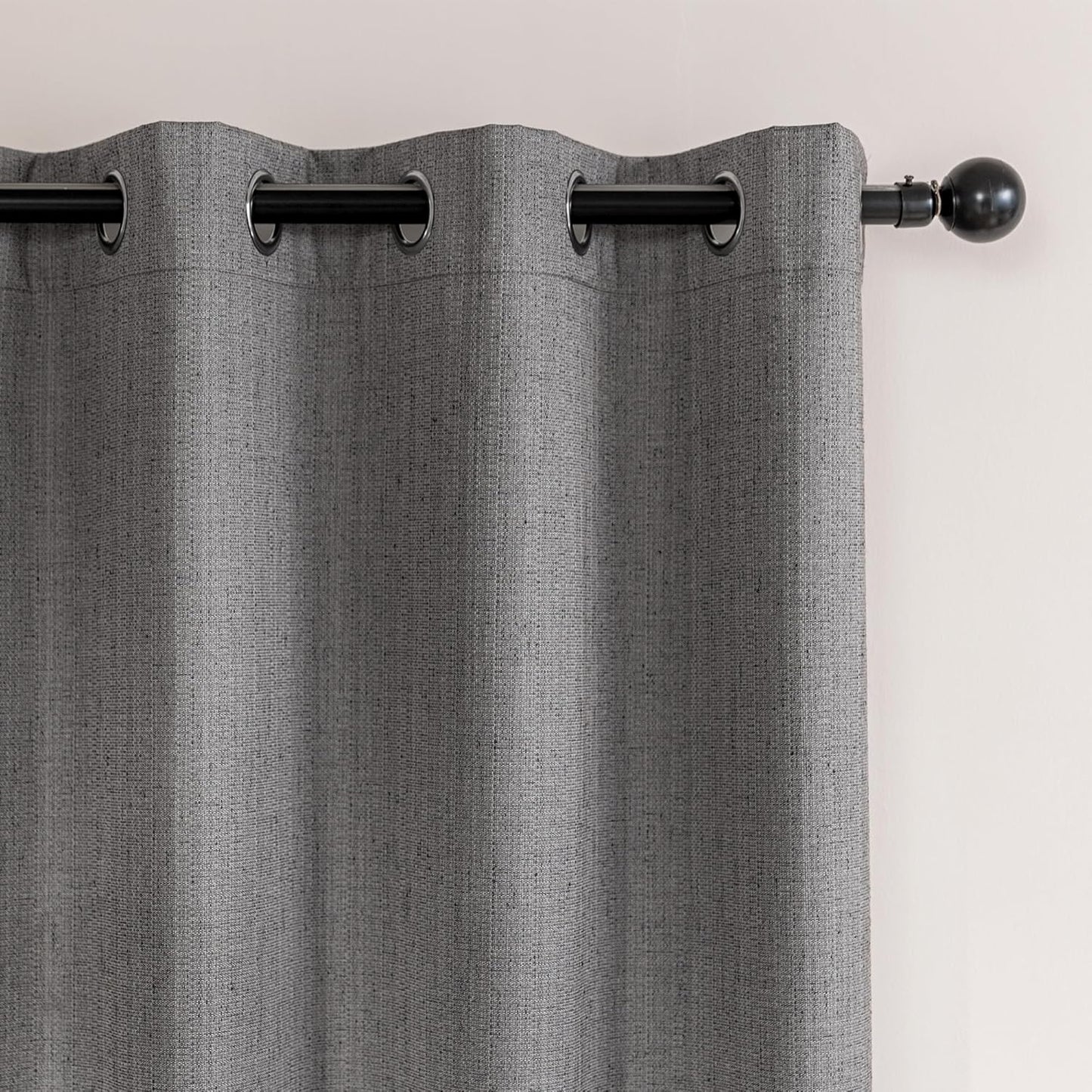 Amazon Basics Faux Linen Blackout Curtains for Bedroom and Living Room, 2-Piece Set with Grommets, 52" W x 95" L, Grey