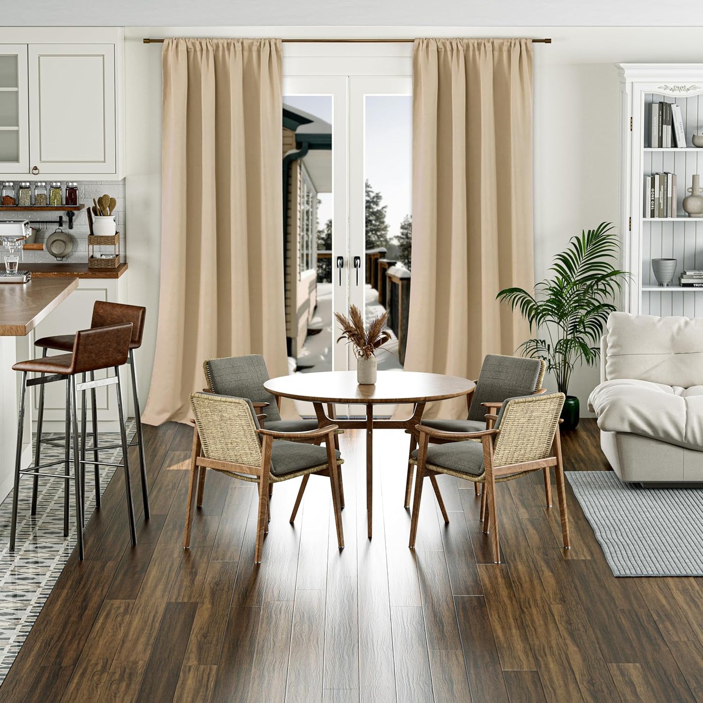 BGment Long Blackout Curtains for Living Room 108 Inch Length, Full Room Darkening Thermal Insulated Soundproof Curtains for Bedroom with Rod Pocket, 2 Panels, Each Long Panel 52 Wide, Beige
