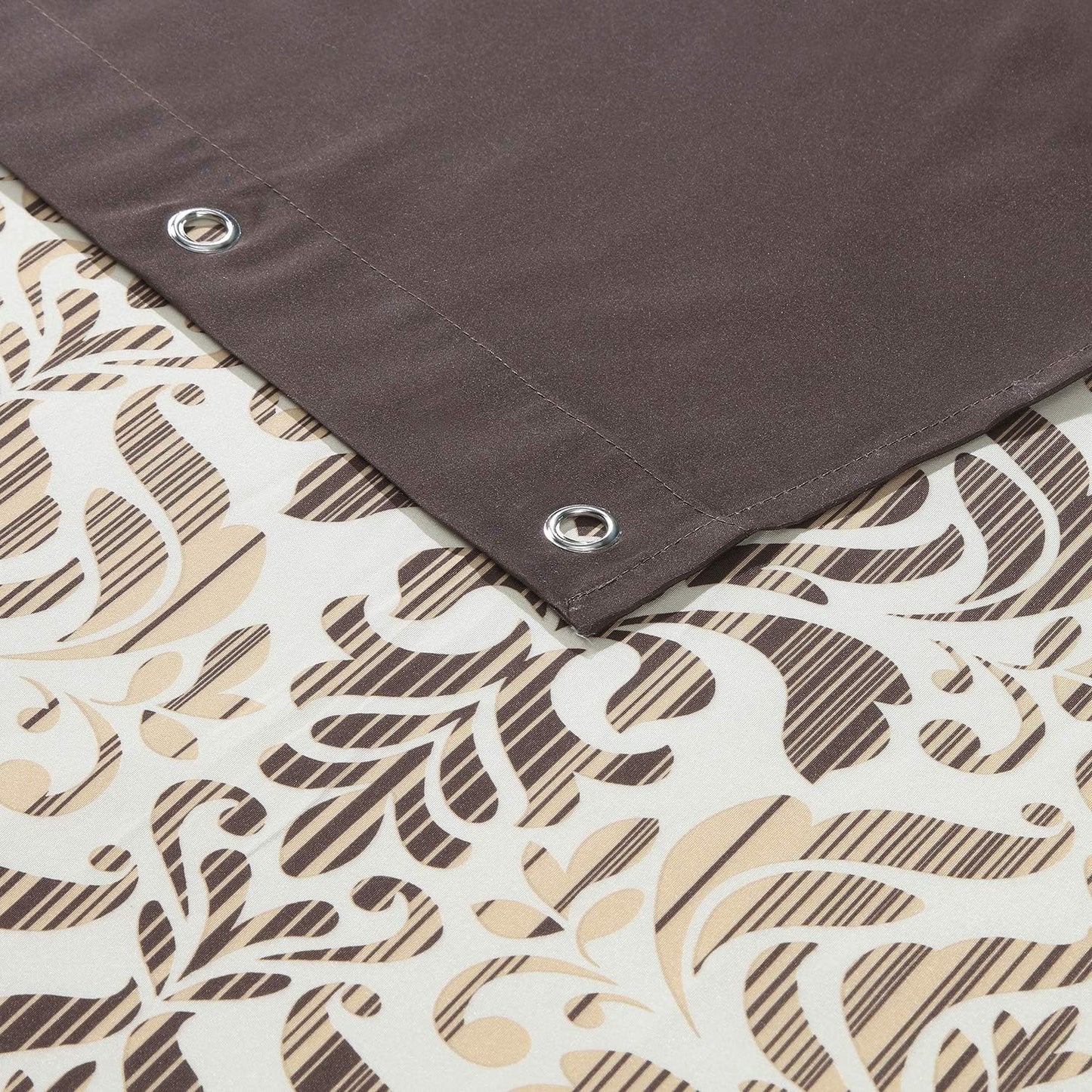 Brown Fabric Shower Curtain, Tan and Golden Printed Boho Paisley Damask Pattern Shower Curtains for Bathroom, Waterproof Bathroom Curtains, 72" W x 72" H