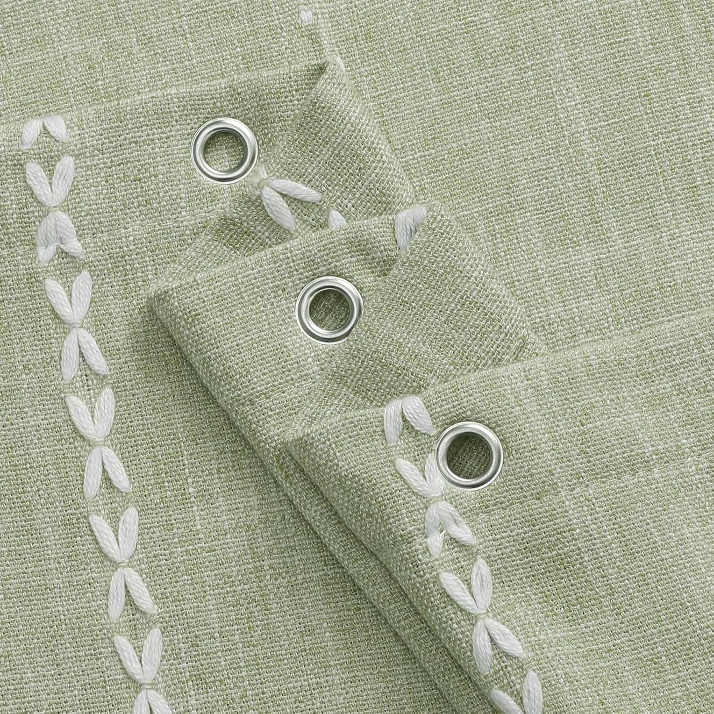 MitoVilla Boho Extra Long Shower Curtain 72 x 96, SageGreen Modern Farmhouse 96 inch XL Polyester Linen Texture Tassel Fabric Shower Curtain Set with Hooks for Cottagecore Country Bathroom Decor