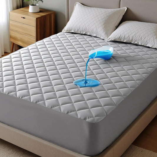 Bedsure Queen Mattress pad, Quilted Waterproof Mattress Protector with Deep Pocket up to 22 Inches, Soft Breathable Bed Pad Covers, Queen Bed Topper for Home, Bedroom, Hotel –Grey
