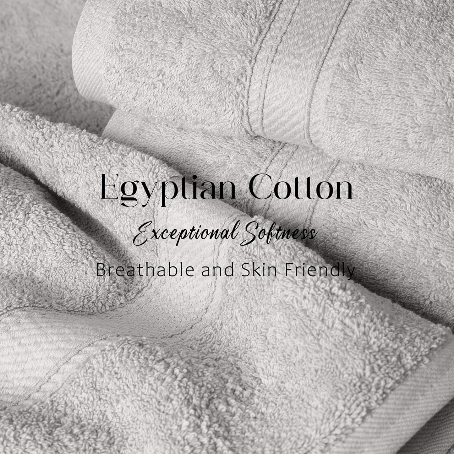 Superior Egyptian Cotton Pile 6 Piece Towel Set, Includes 2 Bath, 2 Hand, 2 Face Towels/Washcloths, Ultra Soft Luxury Towels, Thick Plush Essentials, Guest Bath, Spa, Hotel Bathroom, Silver