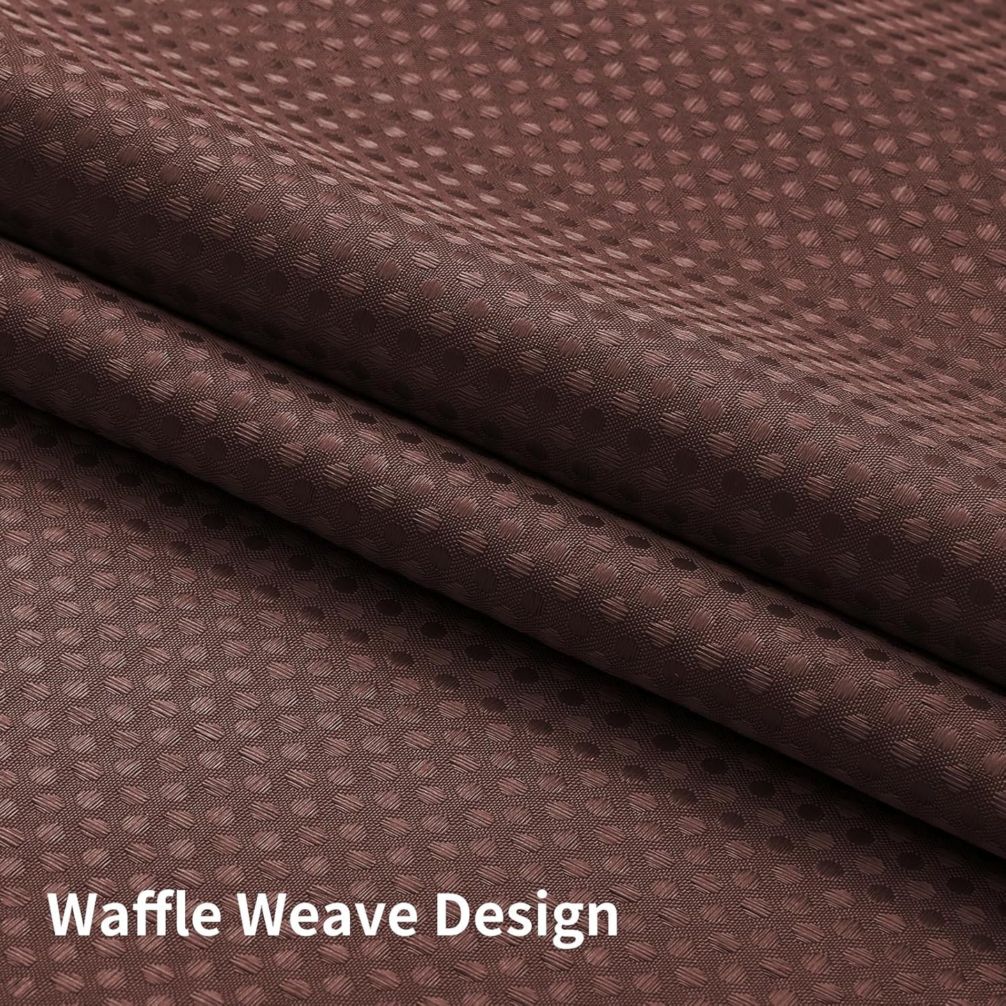 Colorful Star No Hook Shower Curtain with Snap in Fabric Liner, Waffle Weave Heavy Duty Thick Shower Curtains with Mesh Top Window, Hotel Style Waterproof Bathroom Curtain Set, 72 x 75 Inch, Brown