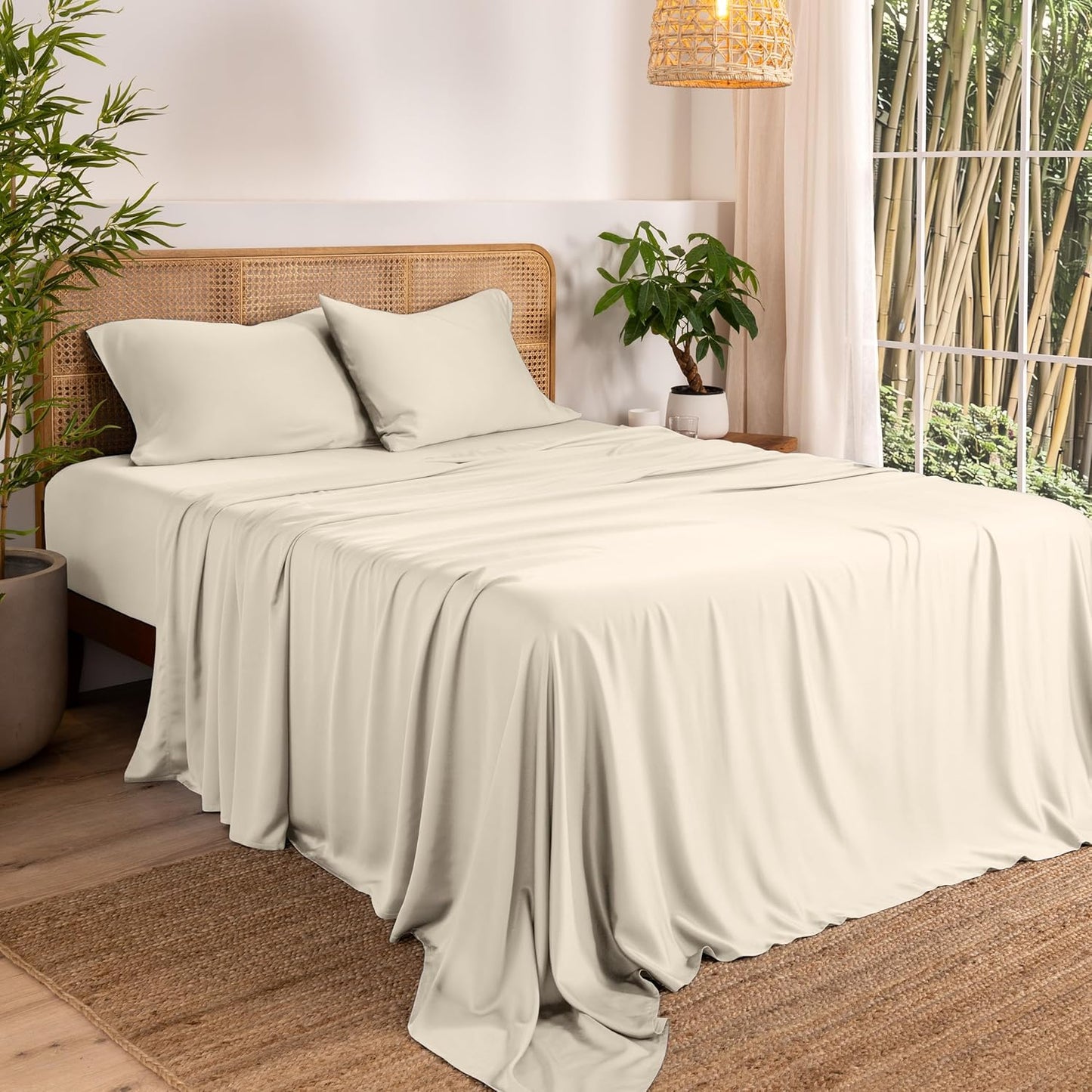 Bare Home 100% Rayon Made from Bamboo Twin XL Sheet Set - 3 Piece Bedding Set - Deep Pockets - Breathable - Easy Fit - Bedding Sheets & Pillowcases (Twin XL, Sand)